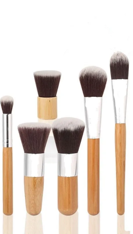 10pc Bamboo Makeup Brush Set and 6pc Bamboo Brush Set with Carry Bag