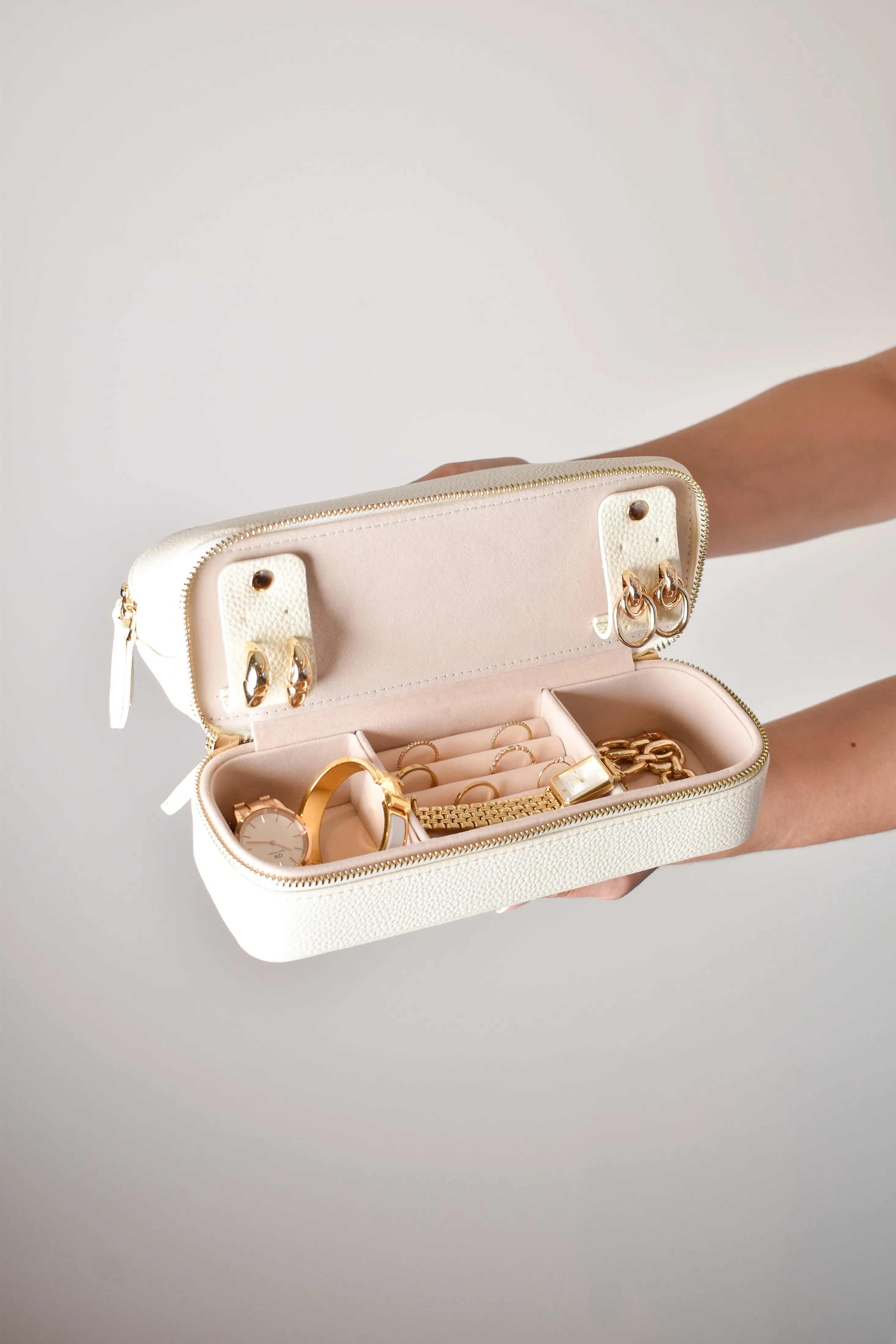 2 in 1 Jewellery Box and Makeup Bag - Ivory