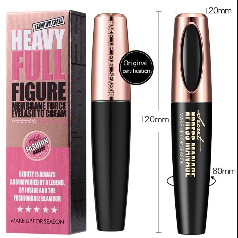 4D Mascara Lengthening Waterproof Eyelashes Eye Mascara Black Volume With Silk Fibers Brush Eyelash Makeup Tool Cosmetics