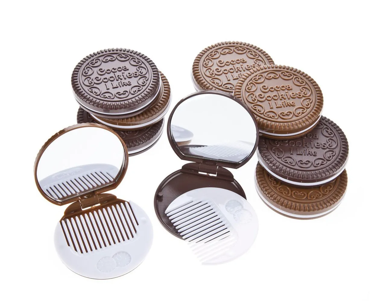 5 Pcs Chocolate Cookie Compact Mirror Makeup Vanity Mirror - Brown