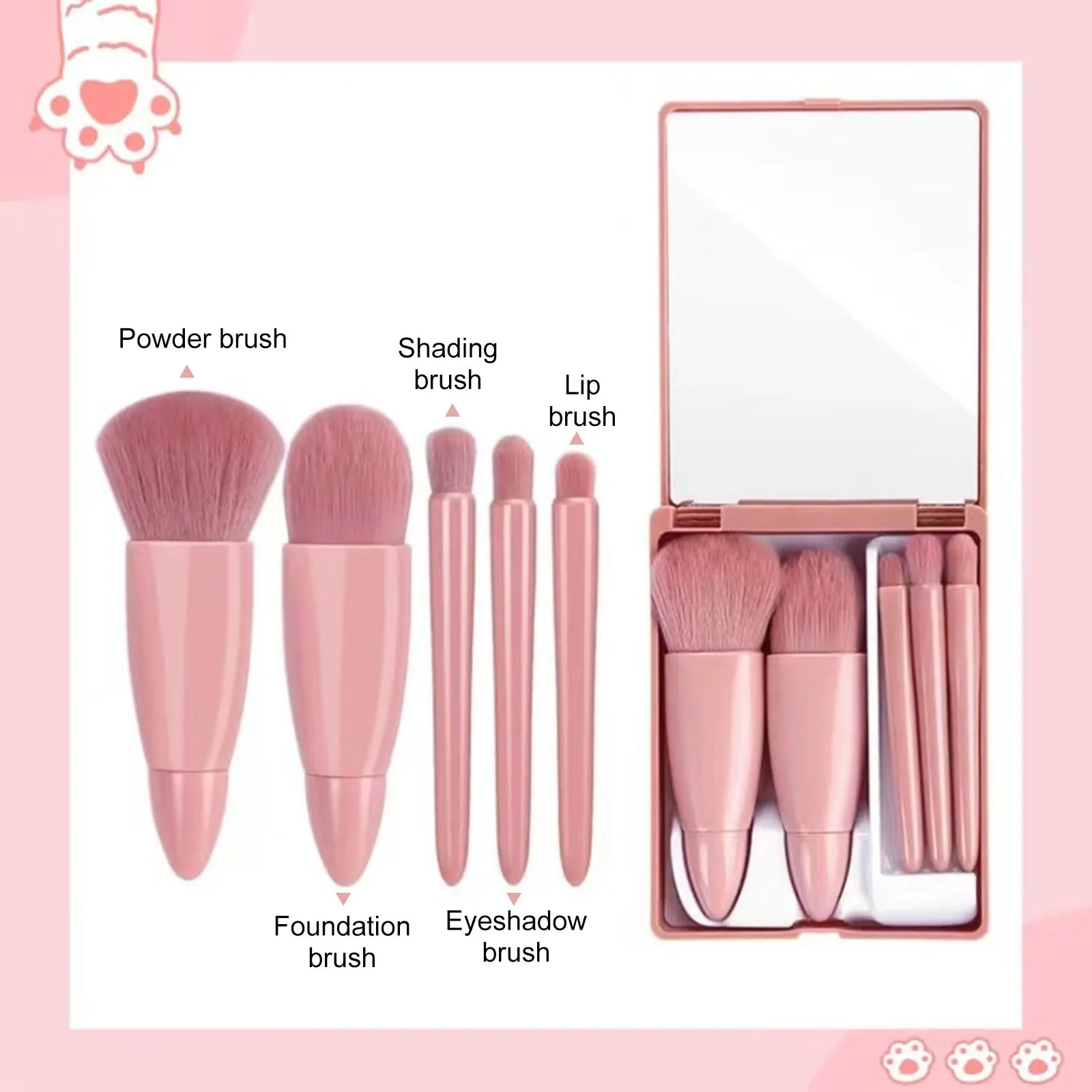 5 Piece Makeup Cosmetic Brushes Kit