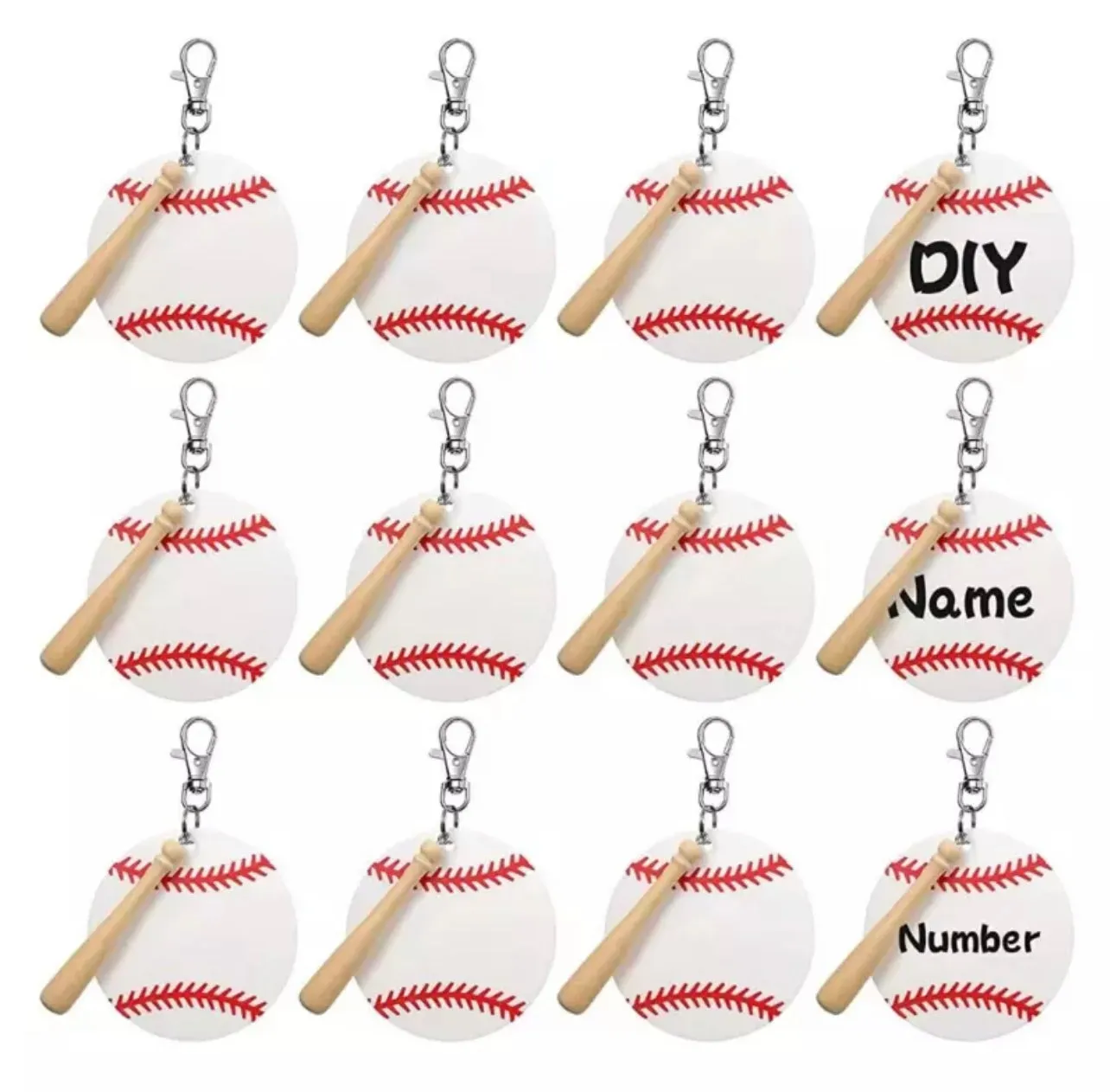 Acrylic Baseball & Softball Bag Tags