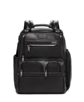 Alpha 3 Compact Laptop Brief Pack Leather - Black