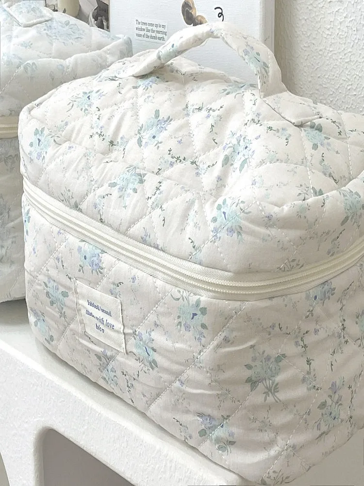 Aquamarine Flower Makeup Bag