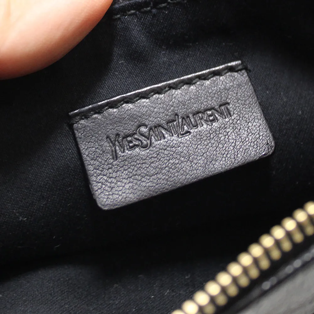 Authentic YSL Yves Saint Laurent Black Patent Leather Mini Messenger Bag