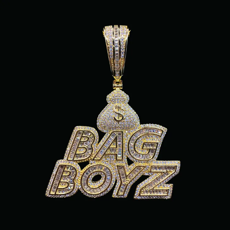 Bag Boyz with Money Bag Iced Out Diamond Pendant Necklace