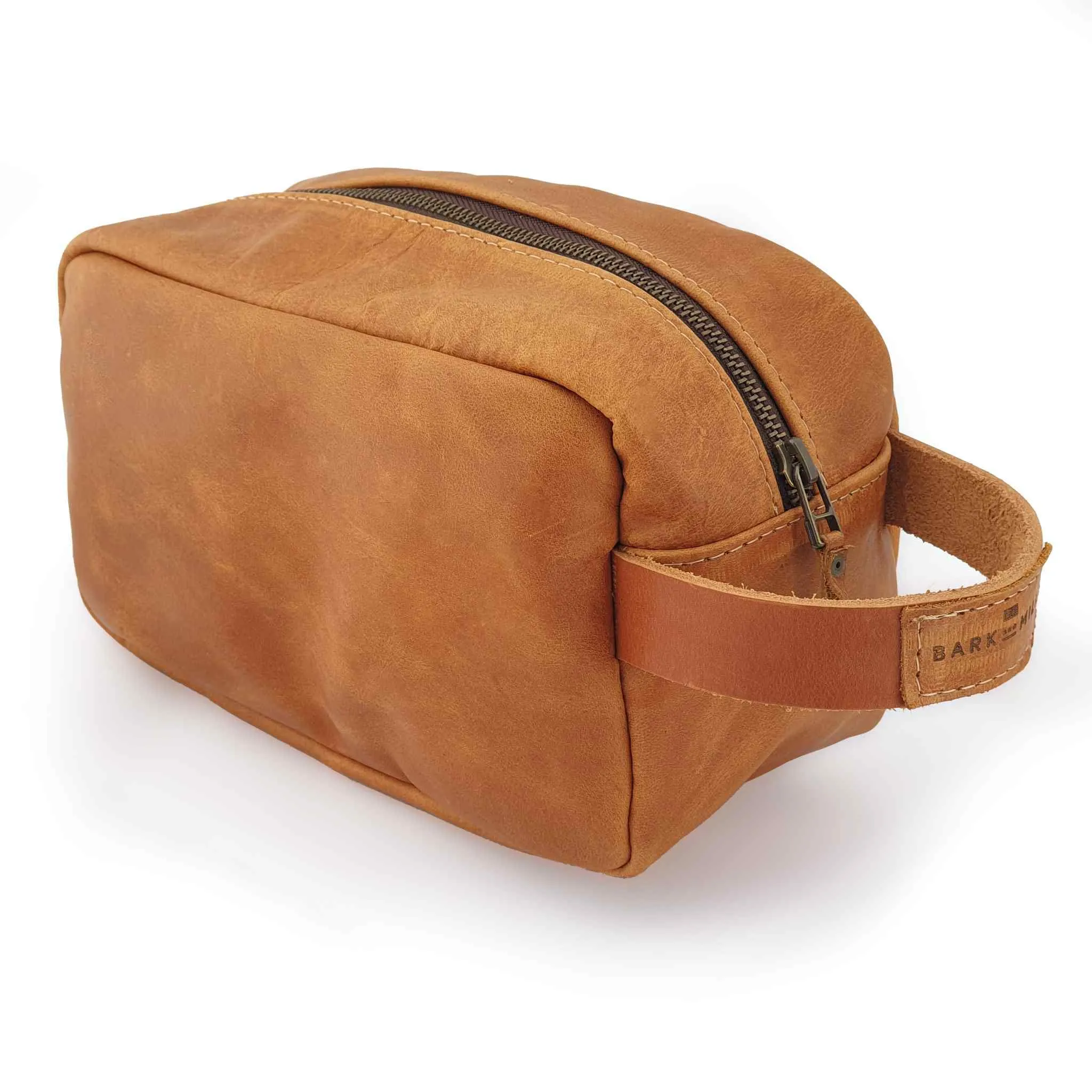 Bark And Mill Leather Toiletry Bag | Tan