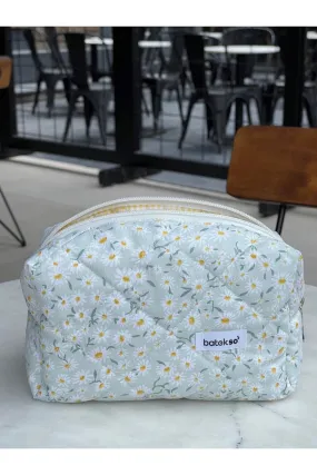 Batekso White Daisy Pattern Makeup Bag