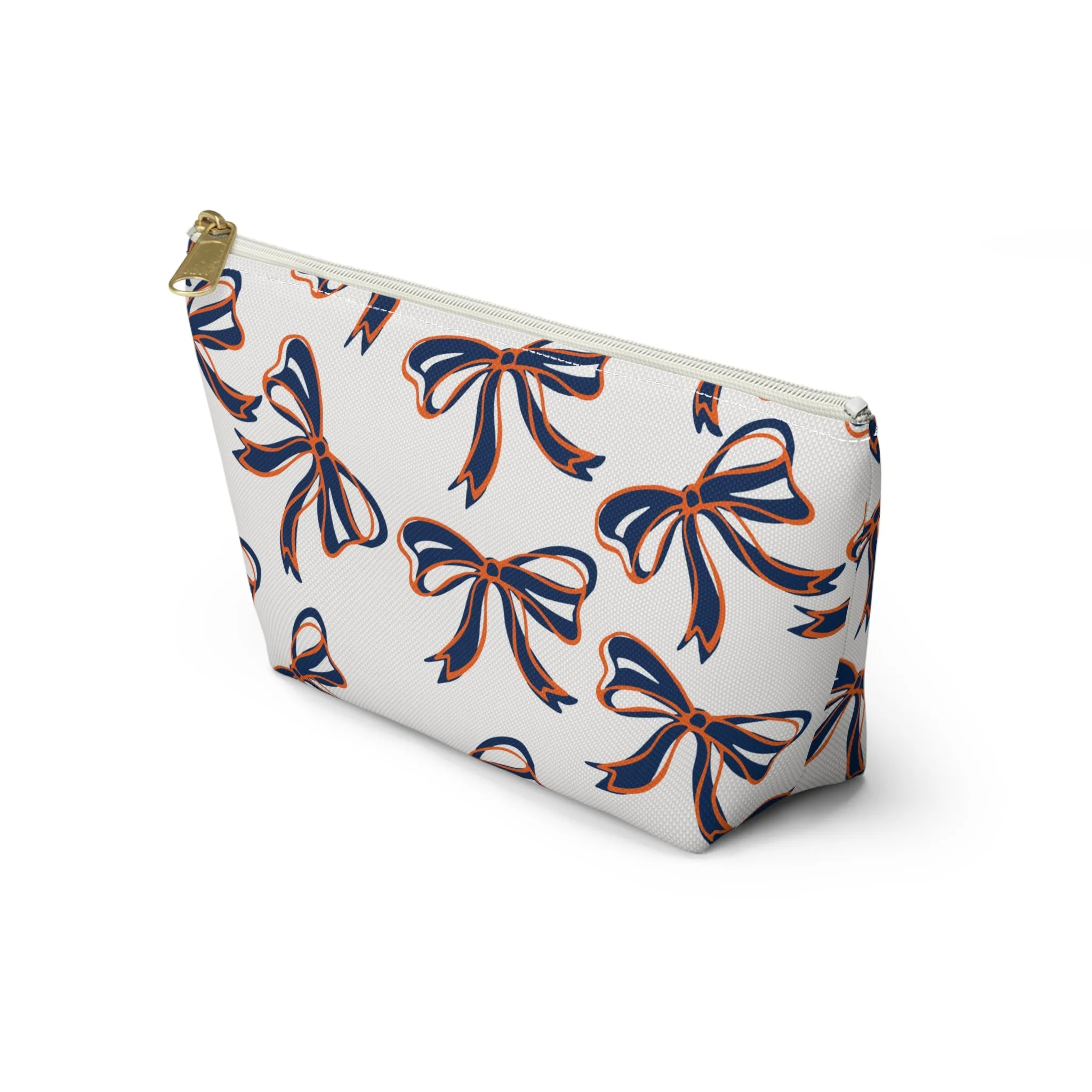 Bed Party Bow Makeup Bags - White, Orange & Navy