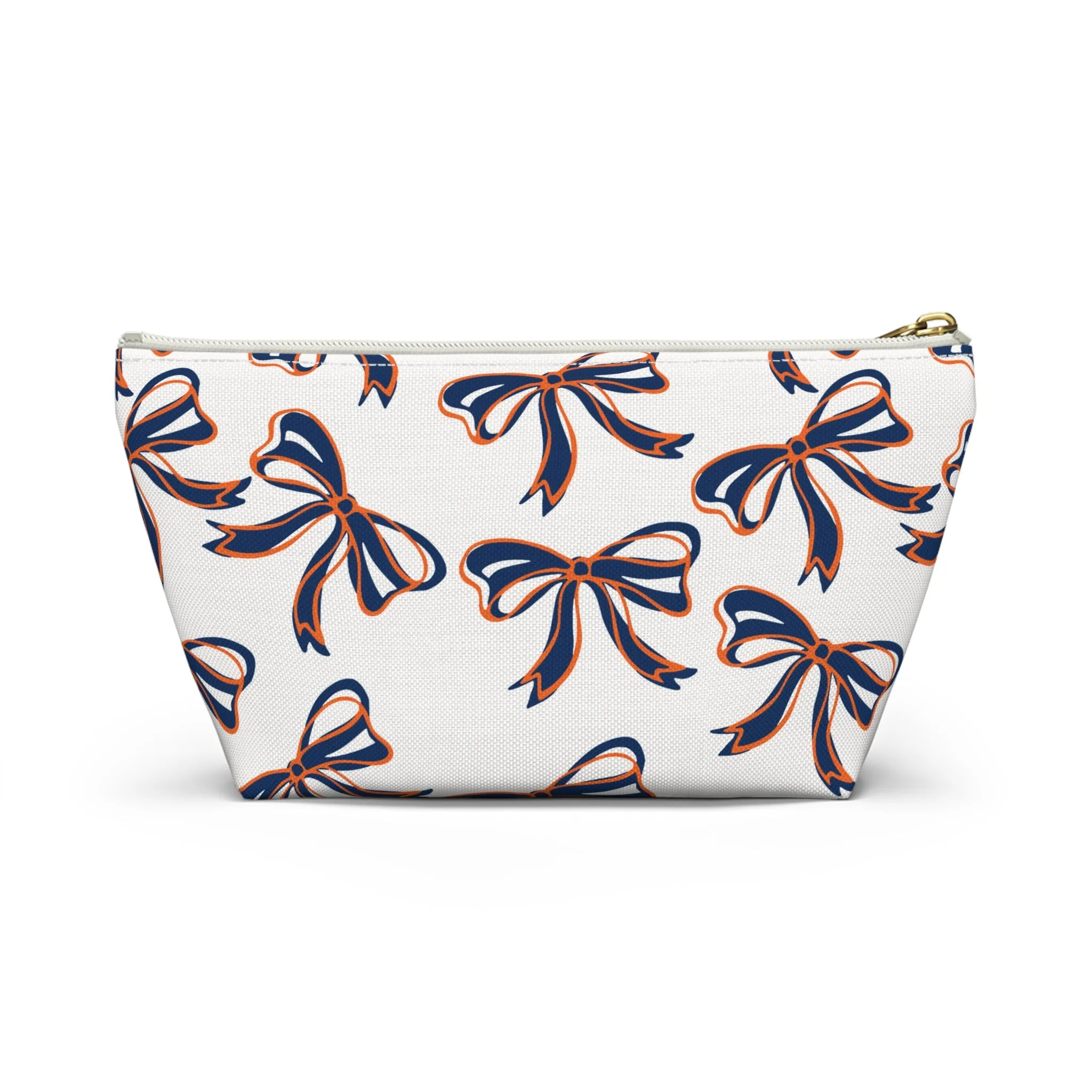 Bed Party Bow Makeup Bags - White, Orange & Navy