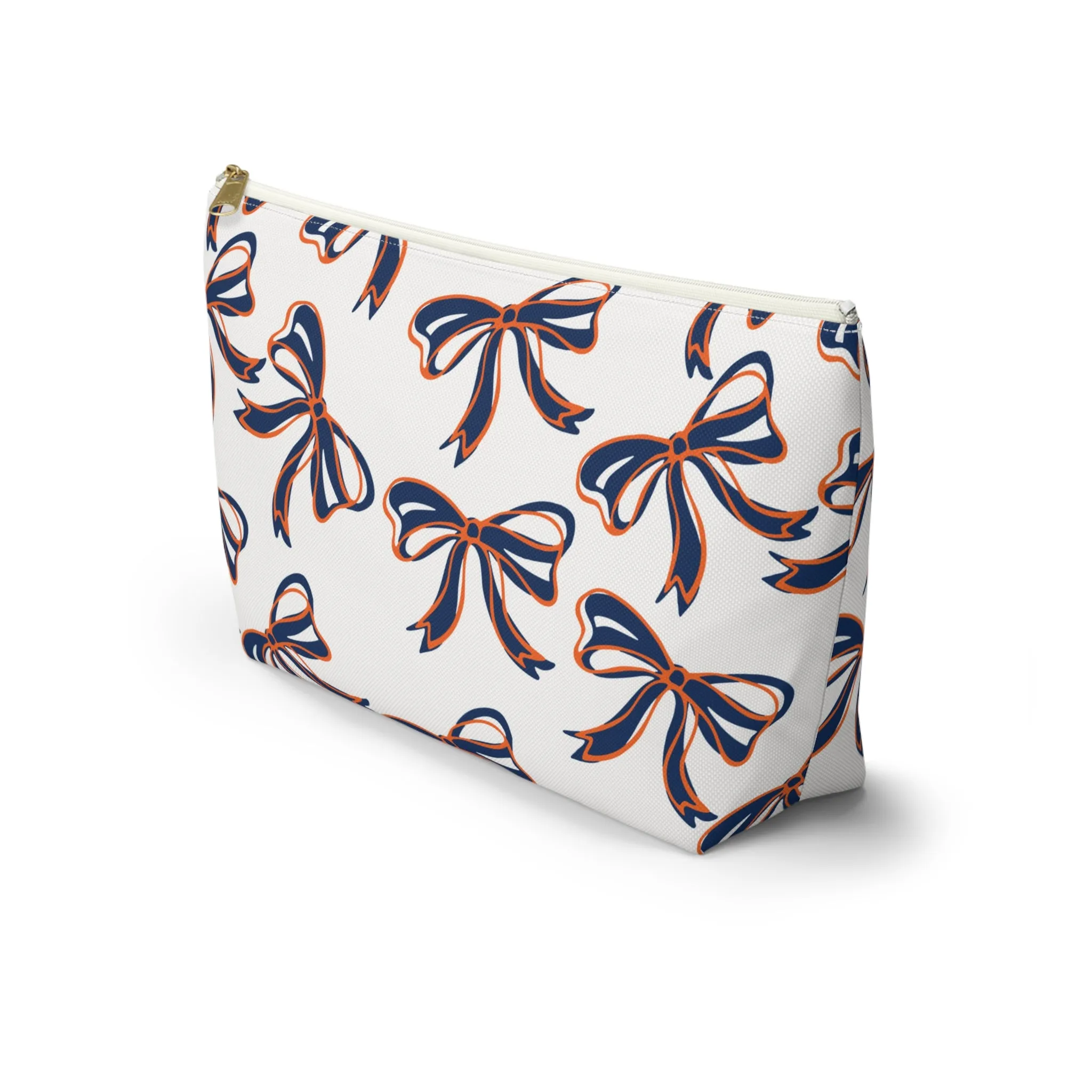 Bed Party Bow Makeup Bags - White, Orange & Navy