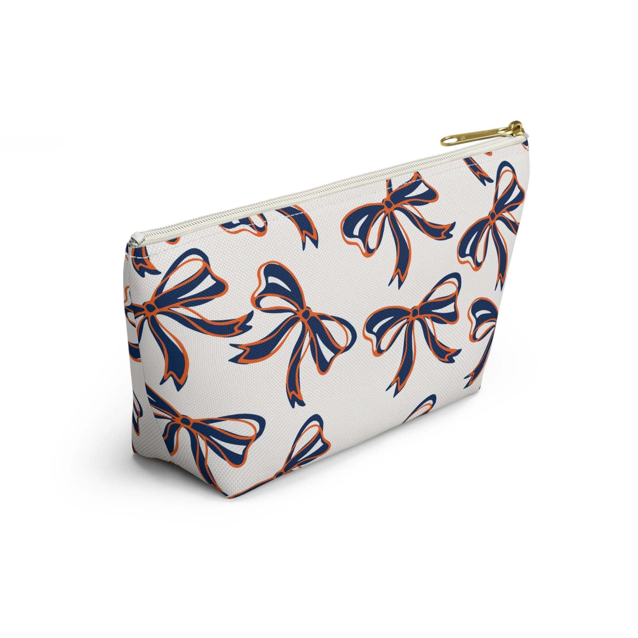 Bed Party Bow Makeup Bags - White, Orange & Navy