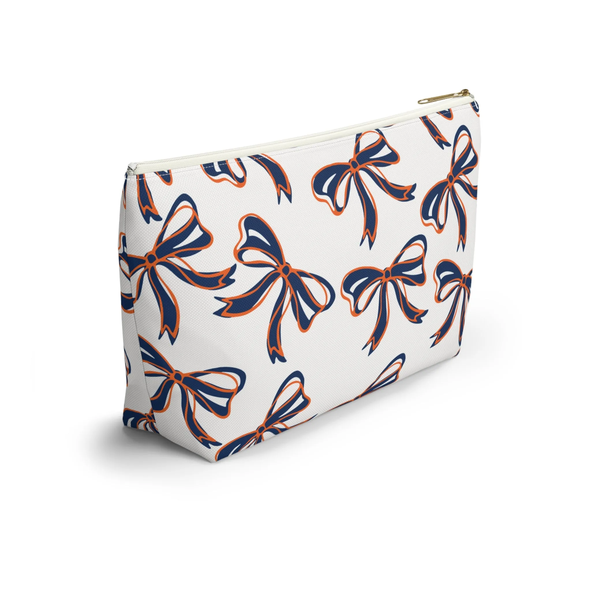 Bed Party Bow Makeup Bags - White, Orange & Navy