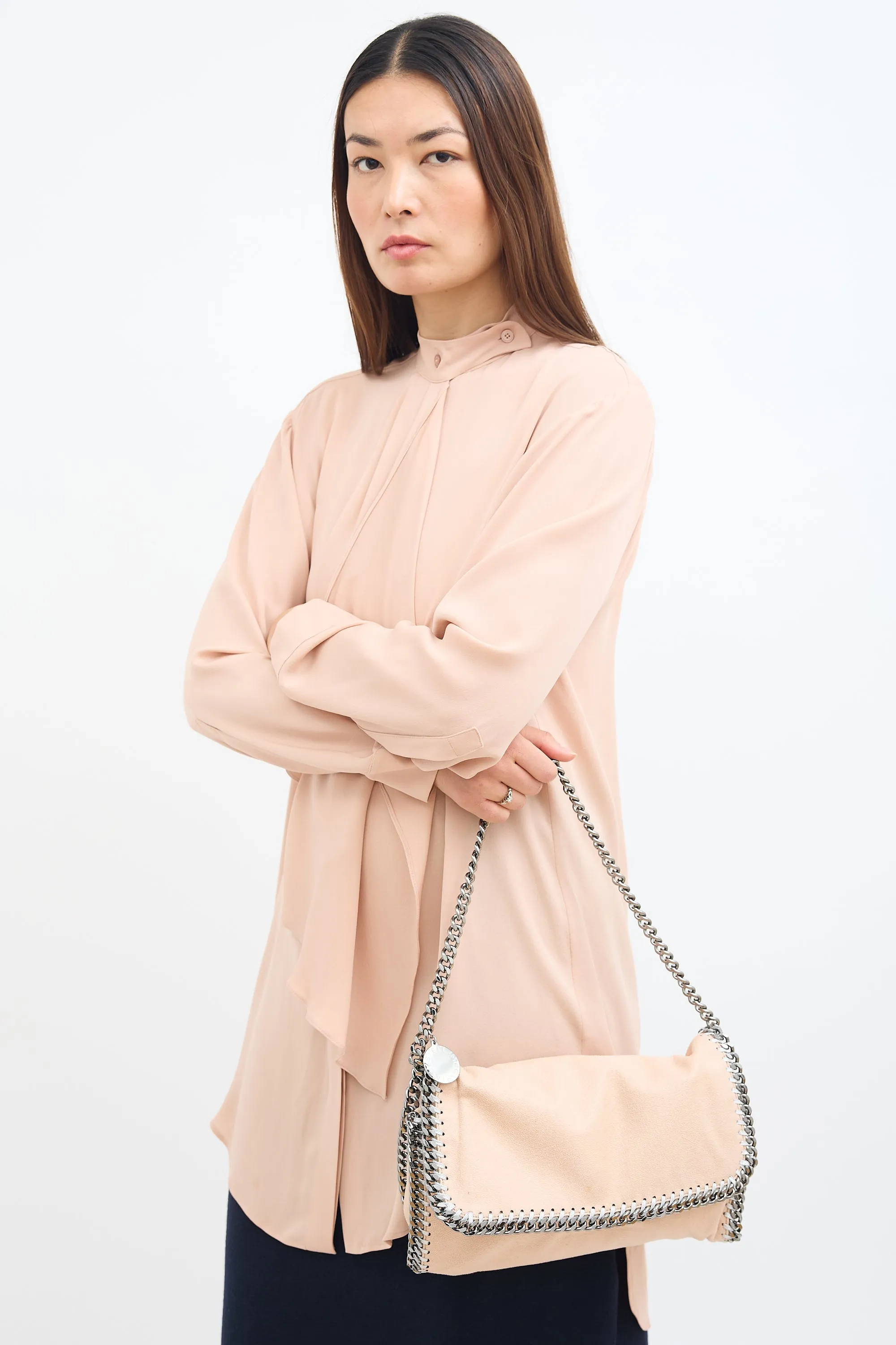 Beige Falabella Flap Shoulder Bag