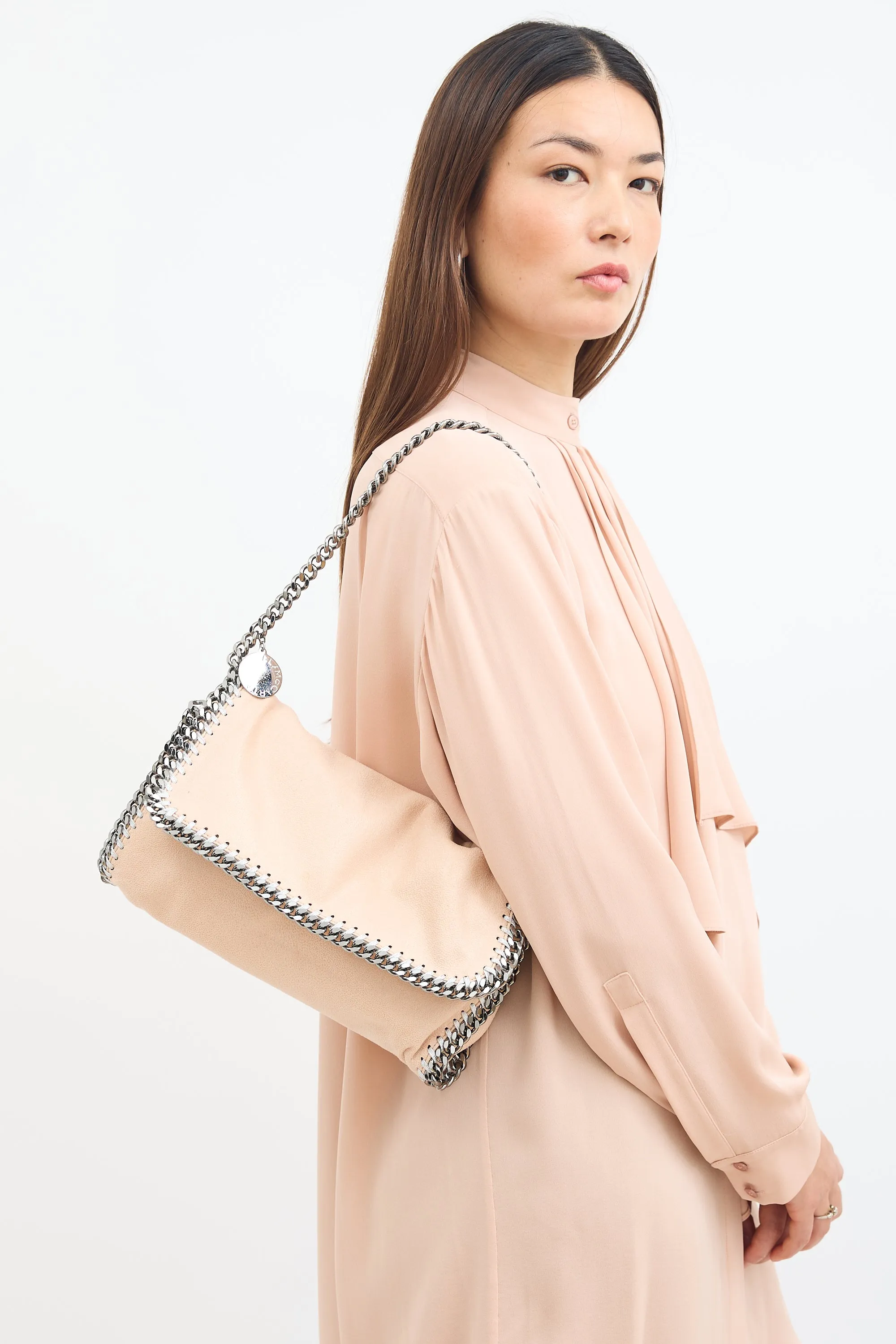 Beige Falabella Flap Shoulder Bag