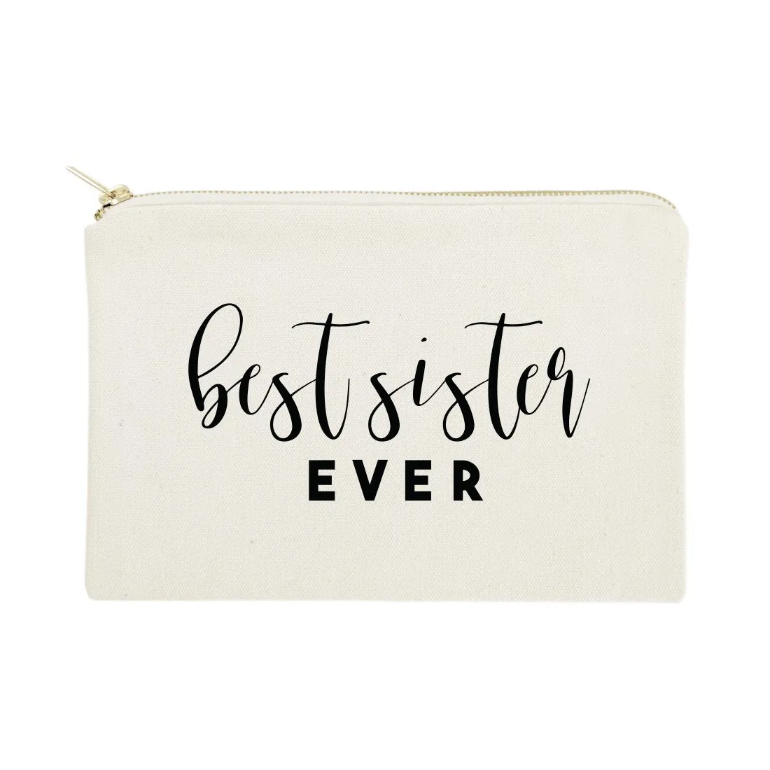 Best Sister Ever Cotton Canvas Cosmetic Bag