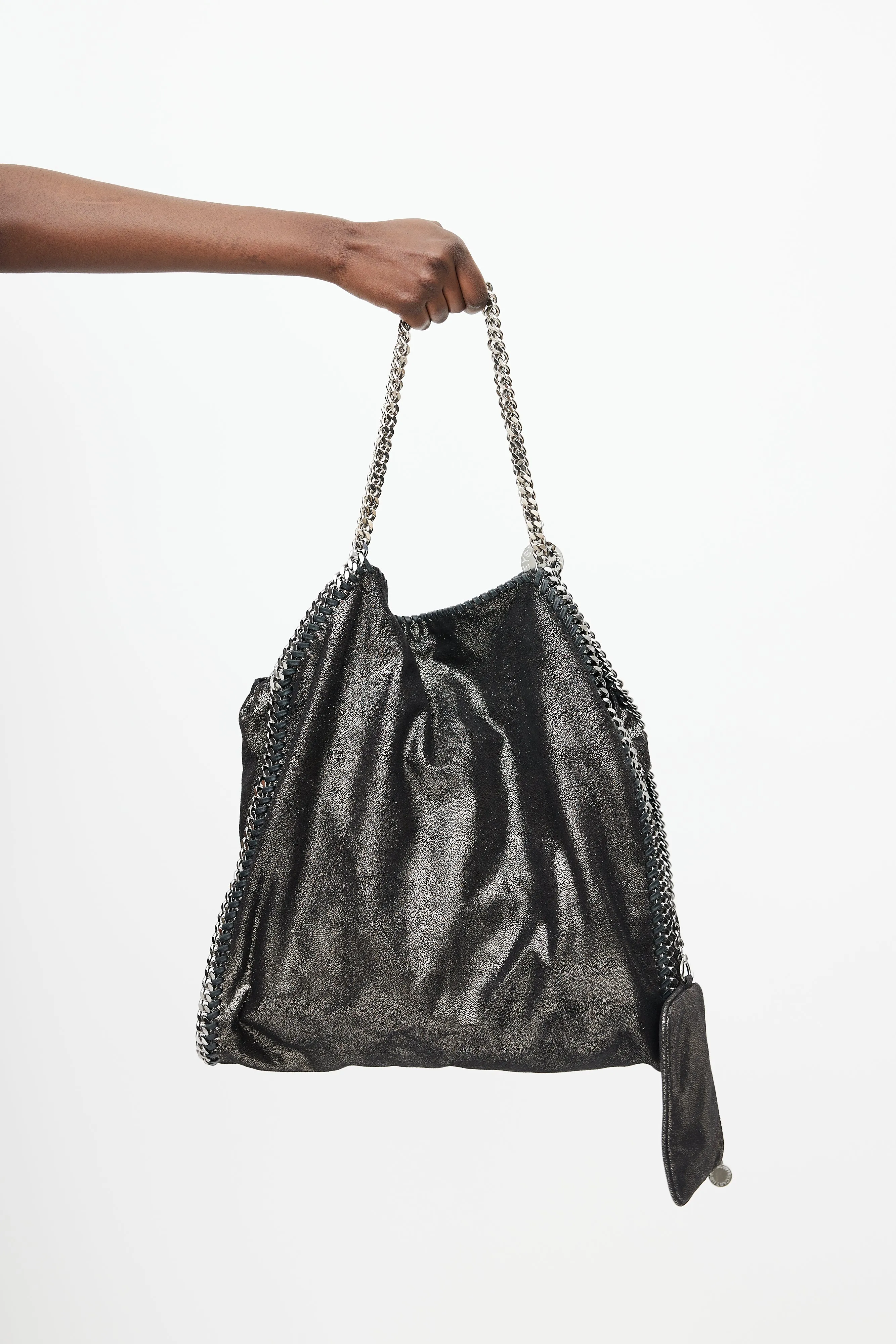 Black & Silver Falabella Metallic Bag