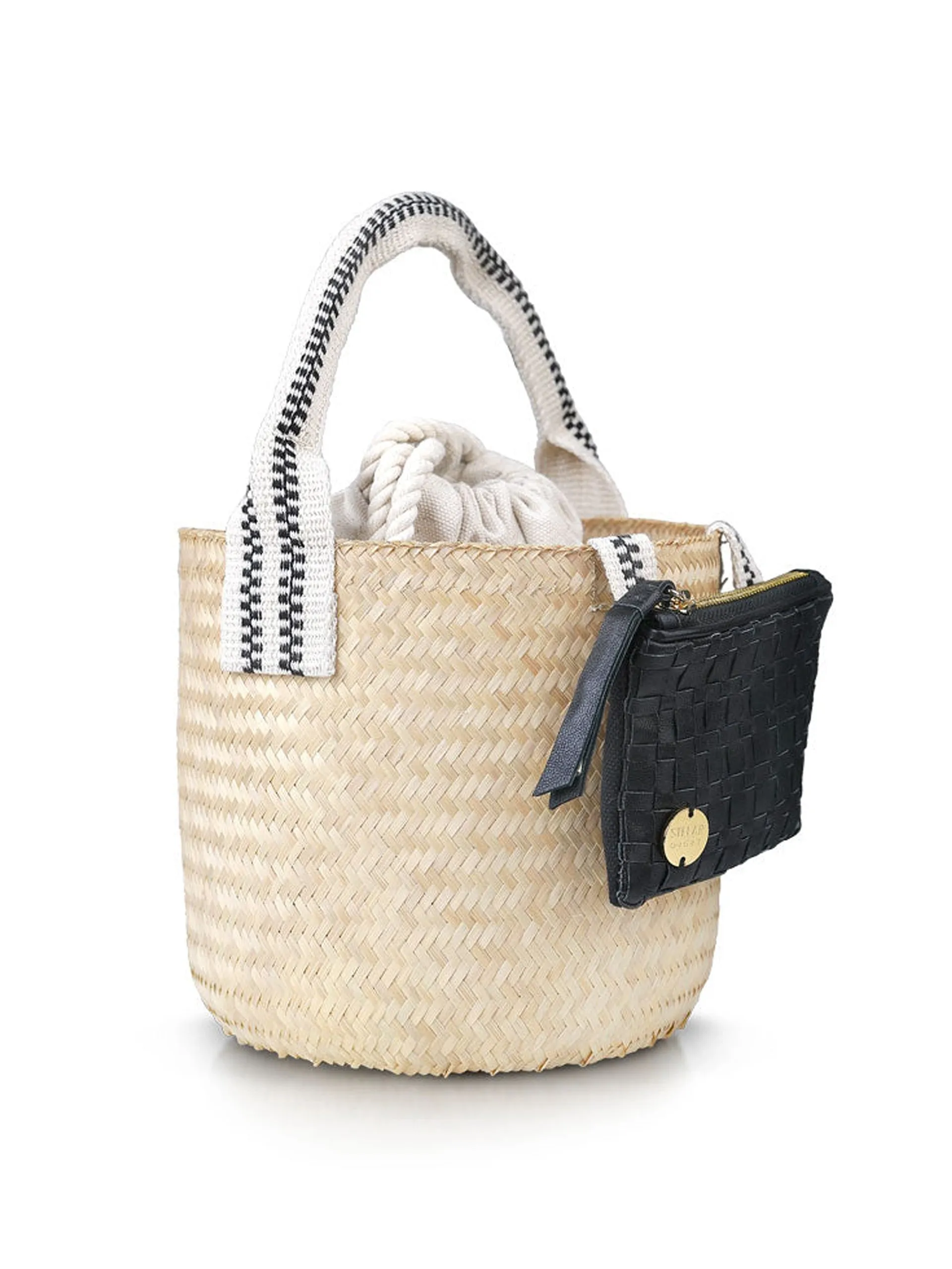 Black and cream Libur handheld bucket bag