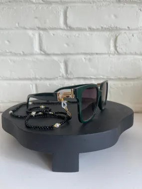 Black Beaded w/ Gold   Pearl Sunglass Chain