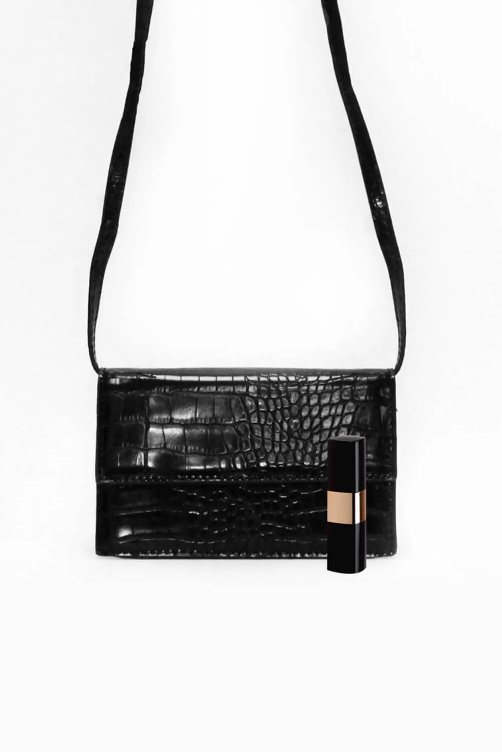 Black Croc Purse Bag