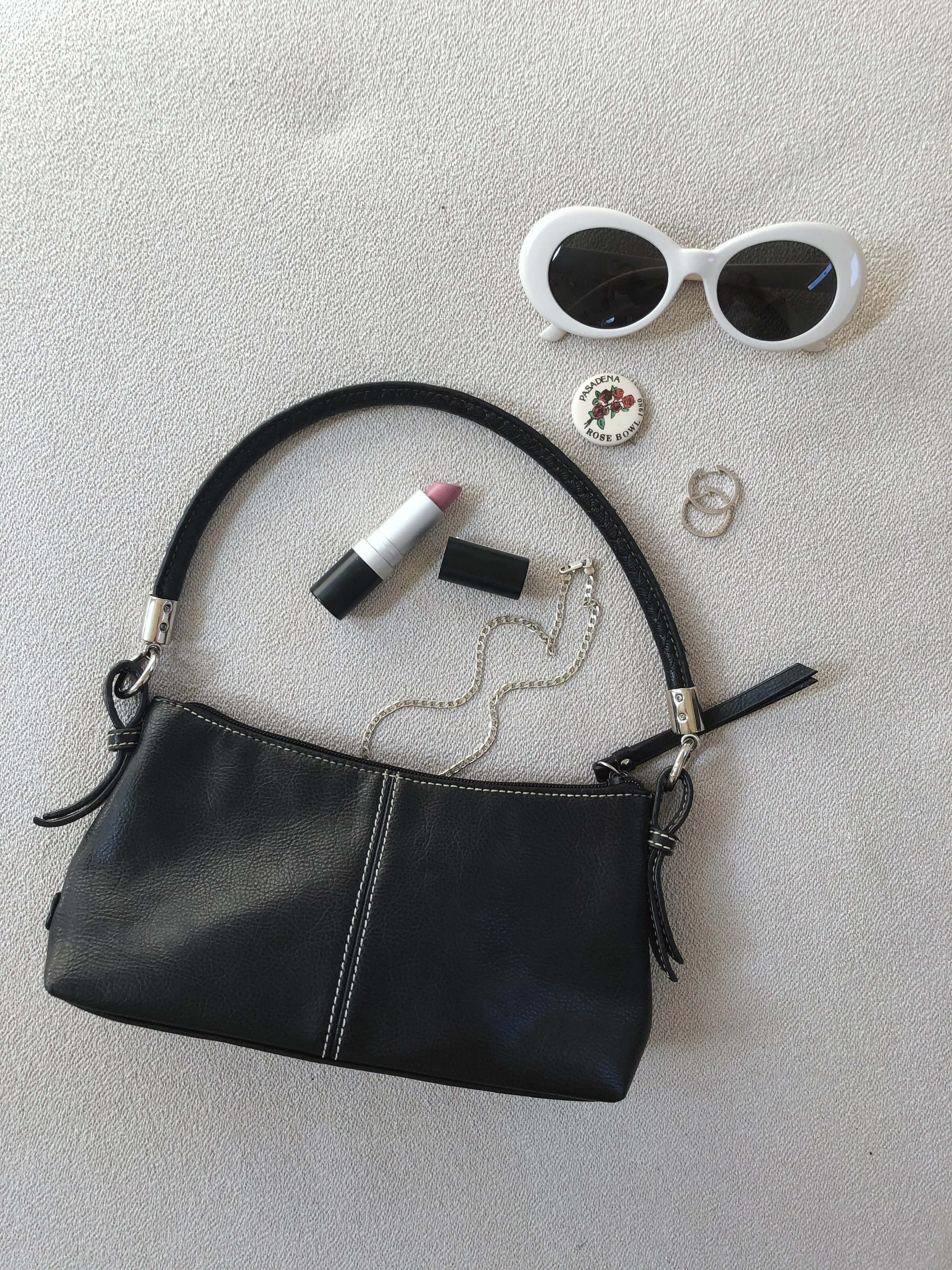 Black Leather Stitch Purse