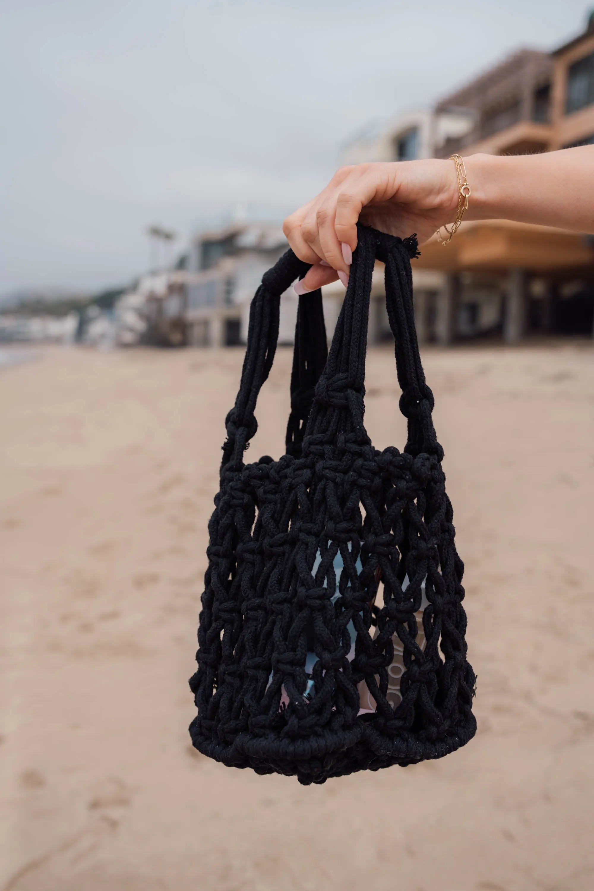 Black Macrame Mini Tote