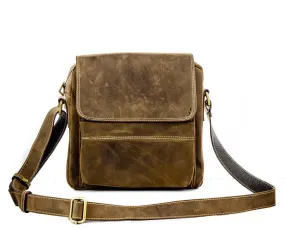 Brown Stone Messenger Leather Bag Twenty Six Square - Oil Nubuck