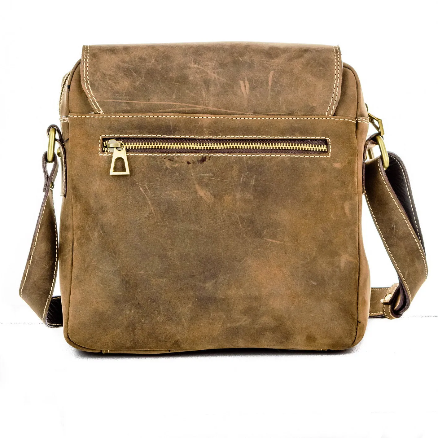 Brown Stone Messenger Leather Bag Twenty Six Square - Oil Nubuck