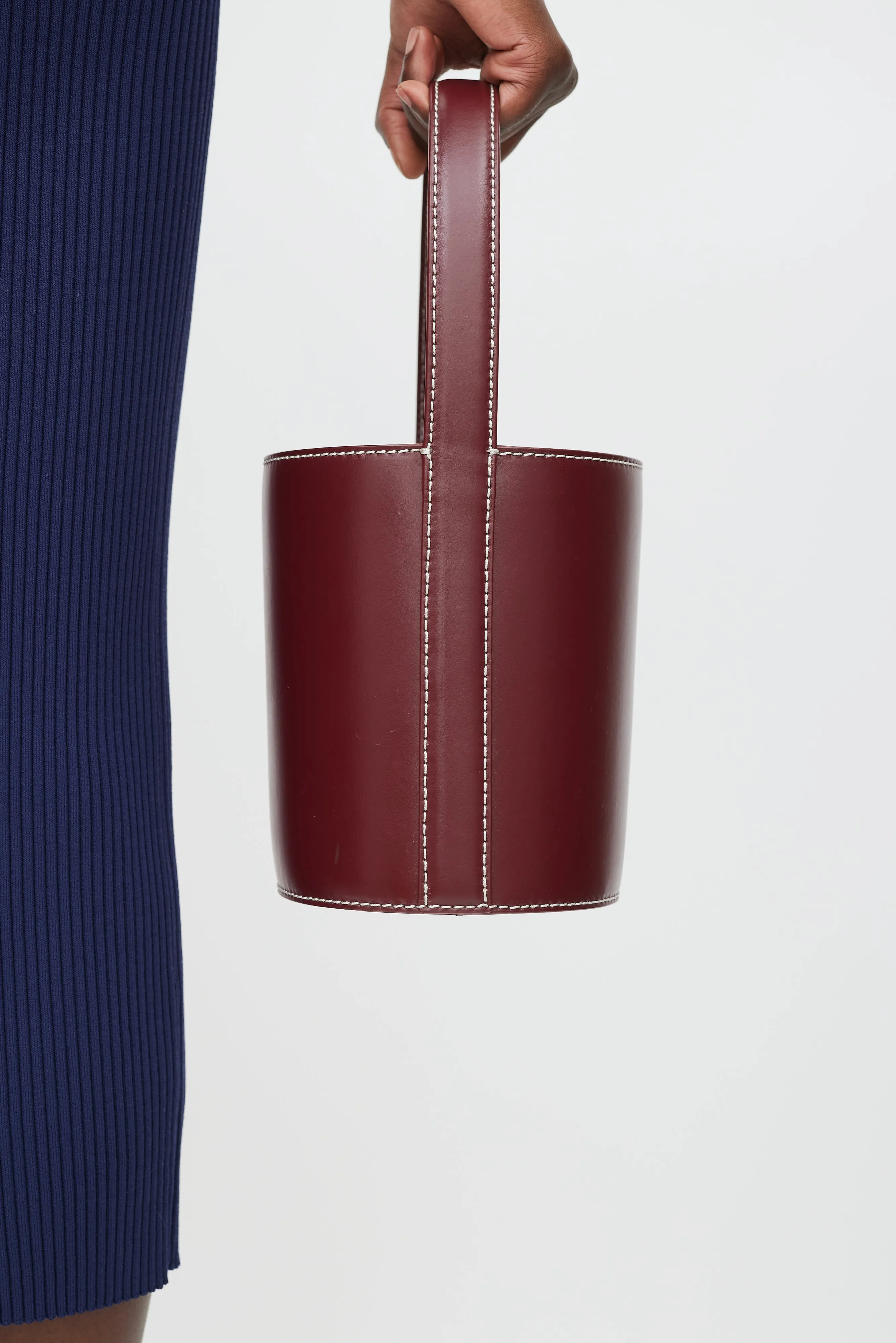 Burgundy Leather Bissett Bucket Bag