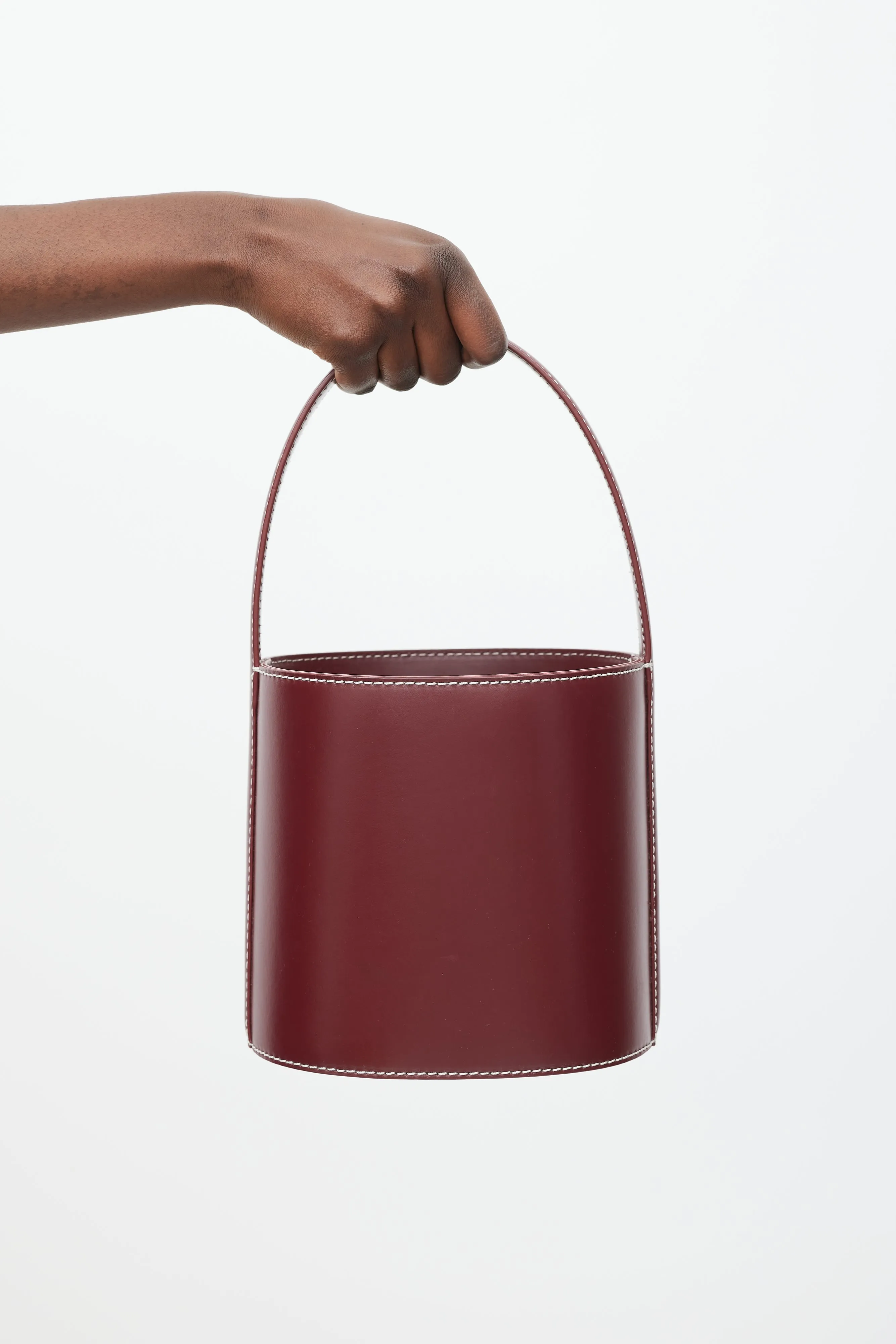 Burgundy Leather Bissett Bucket Bag