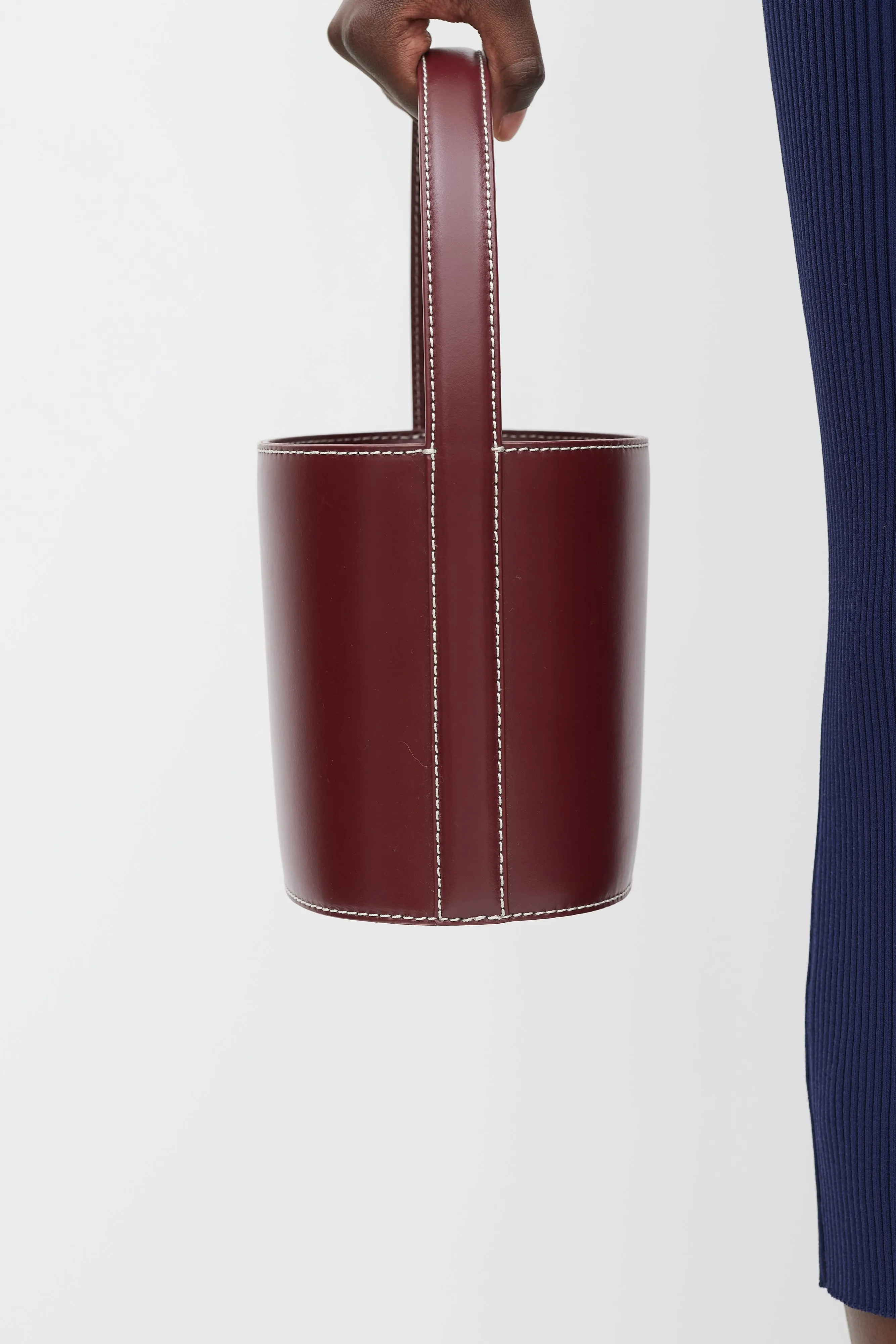 Burgundy Leather Bissett Bucket Bag