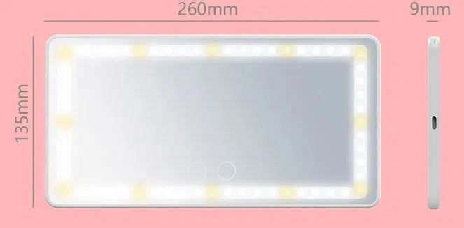 Car LED Makeup Mirror - Rechargeable with Three-Color Lighting