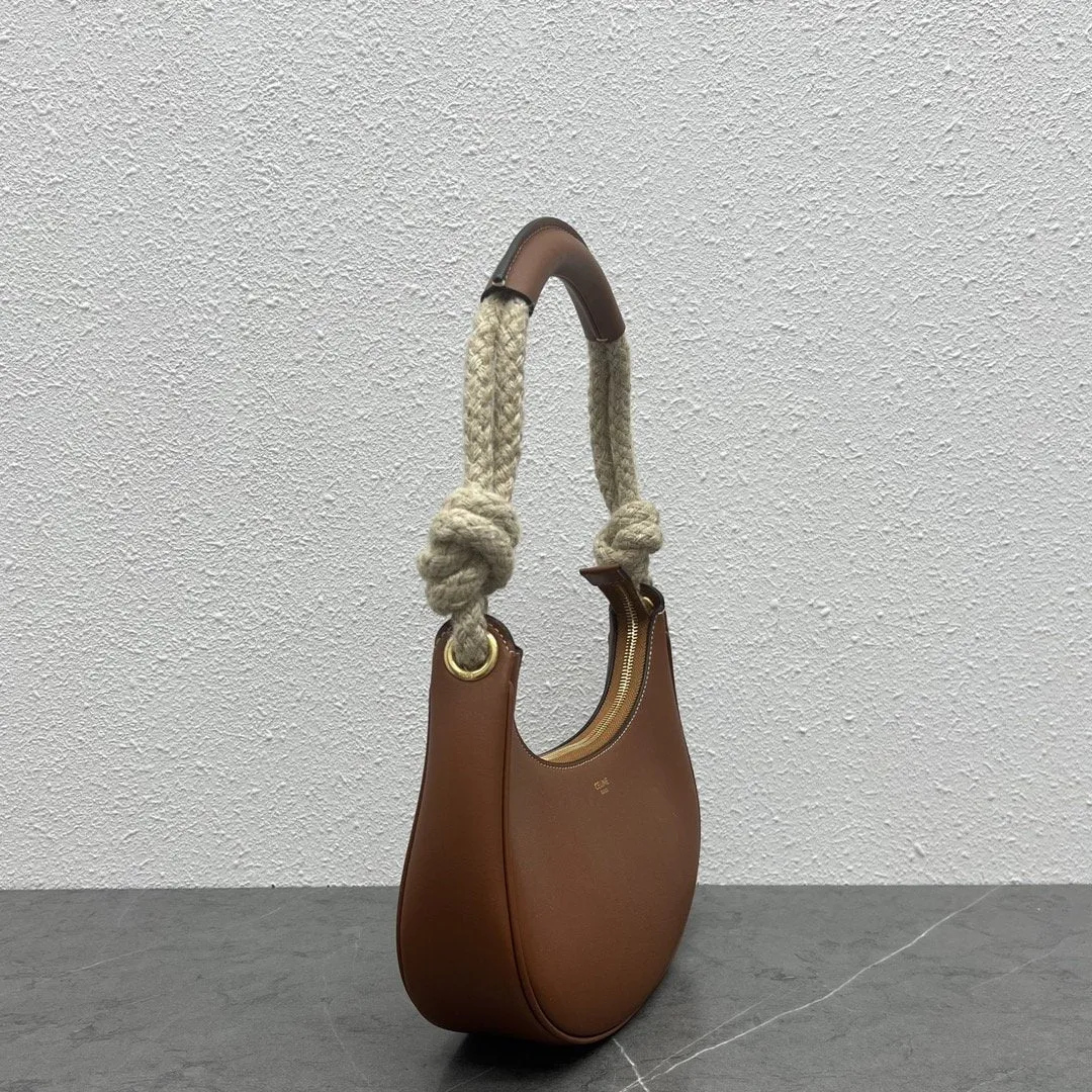 CE Mirror Hobo Bag Brown For Women 9.6in/24.5cm 