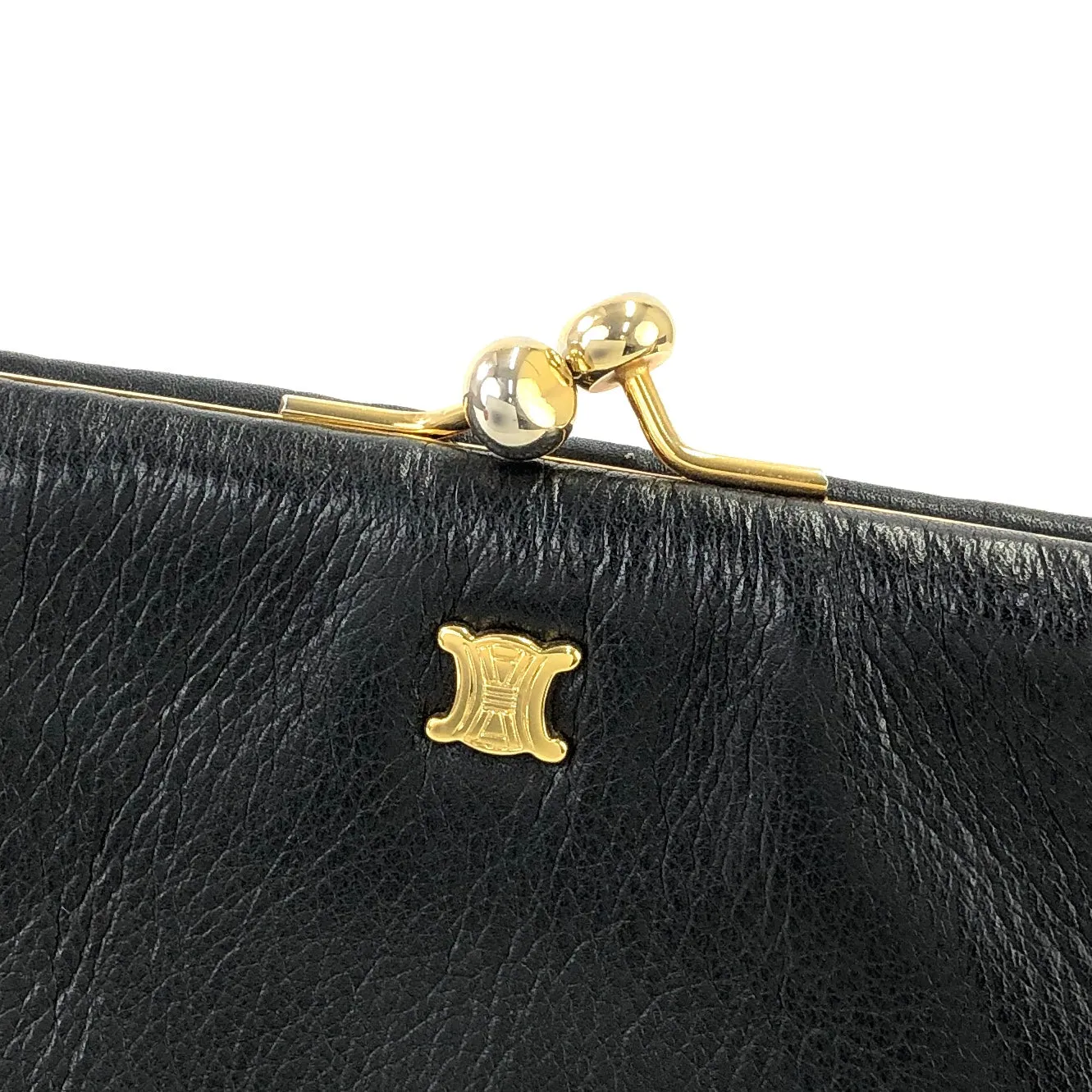 CELINE Shoulder bag Triomphe Clasp  Black vintage Old Celine v4ach7