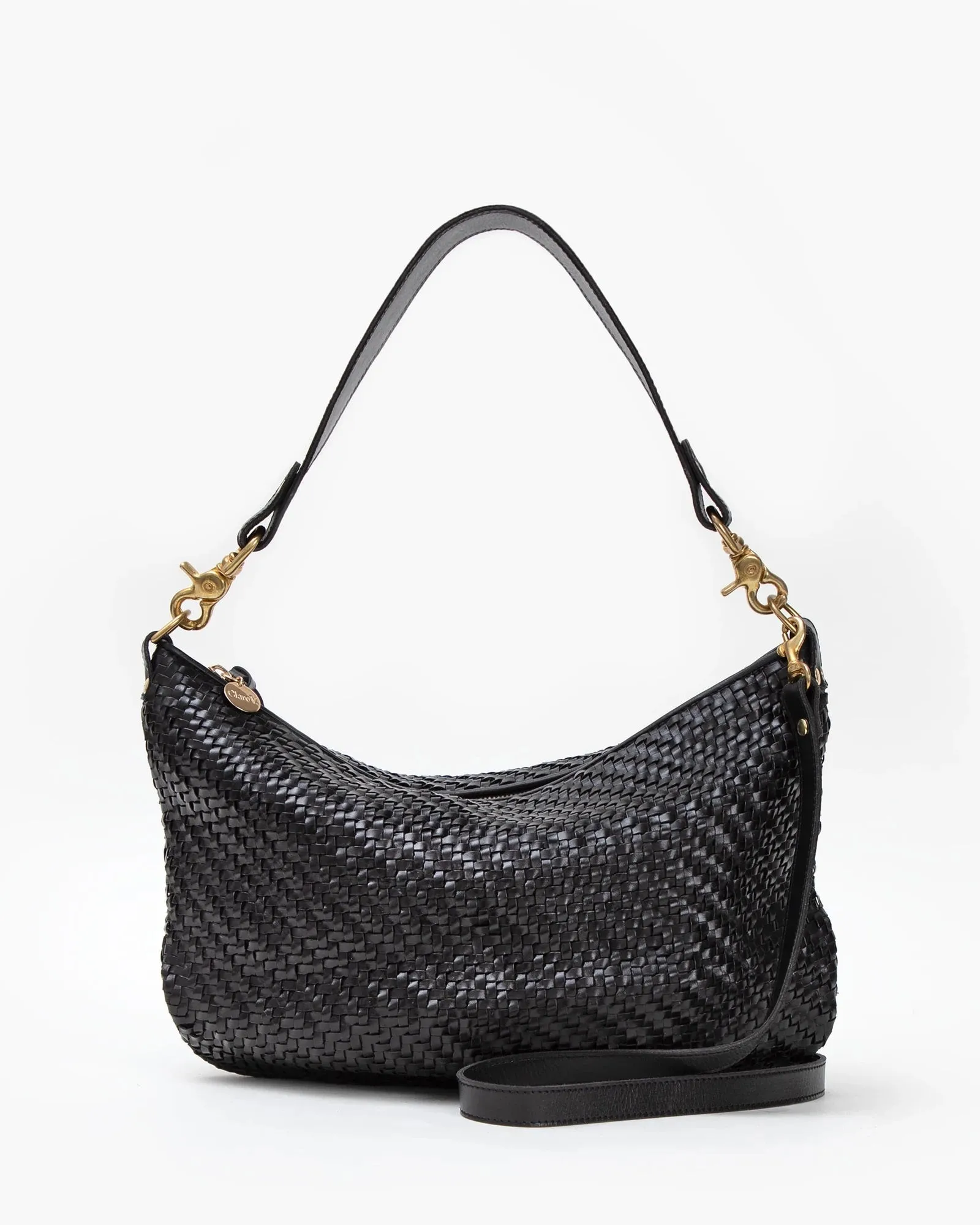 Clare V. - Moyen Messenger in Black Woven Zig Zag