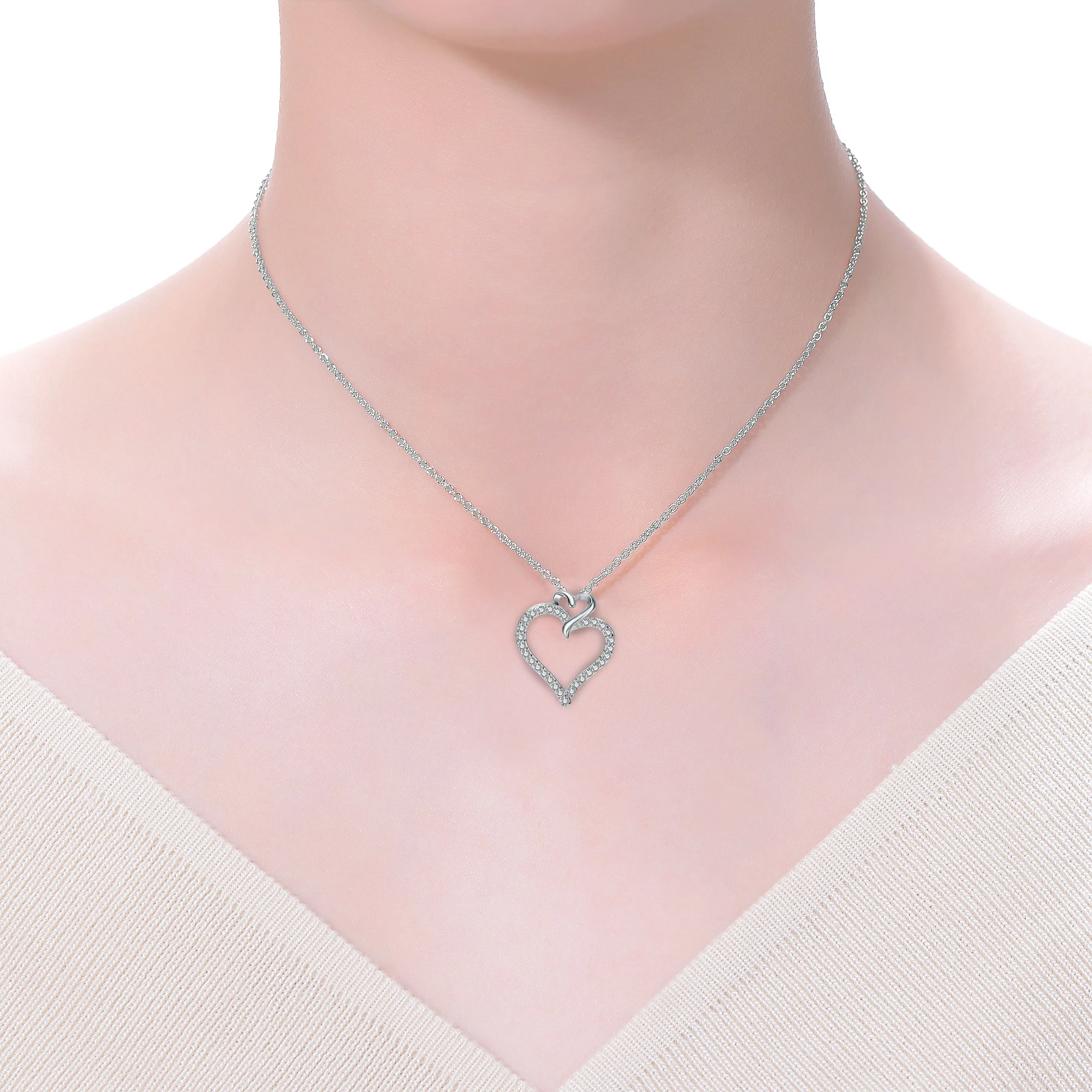 Constance Contour Heart And Bowtie Rose Gold Noir Necklace