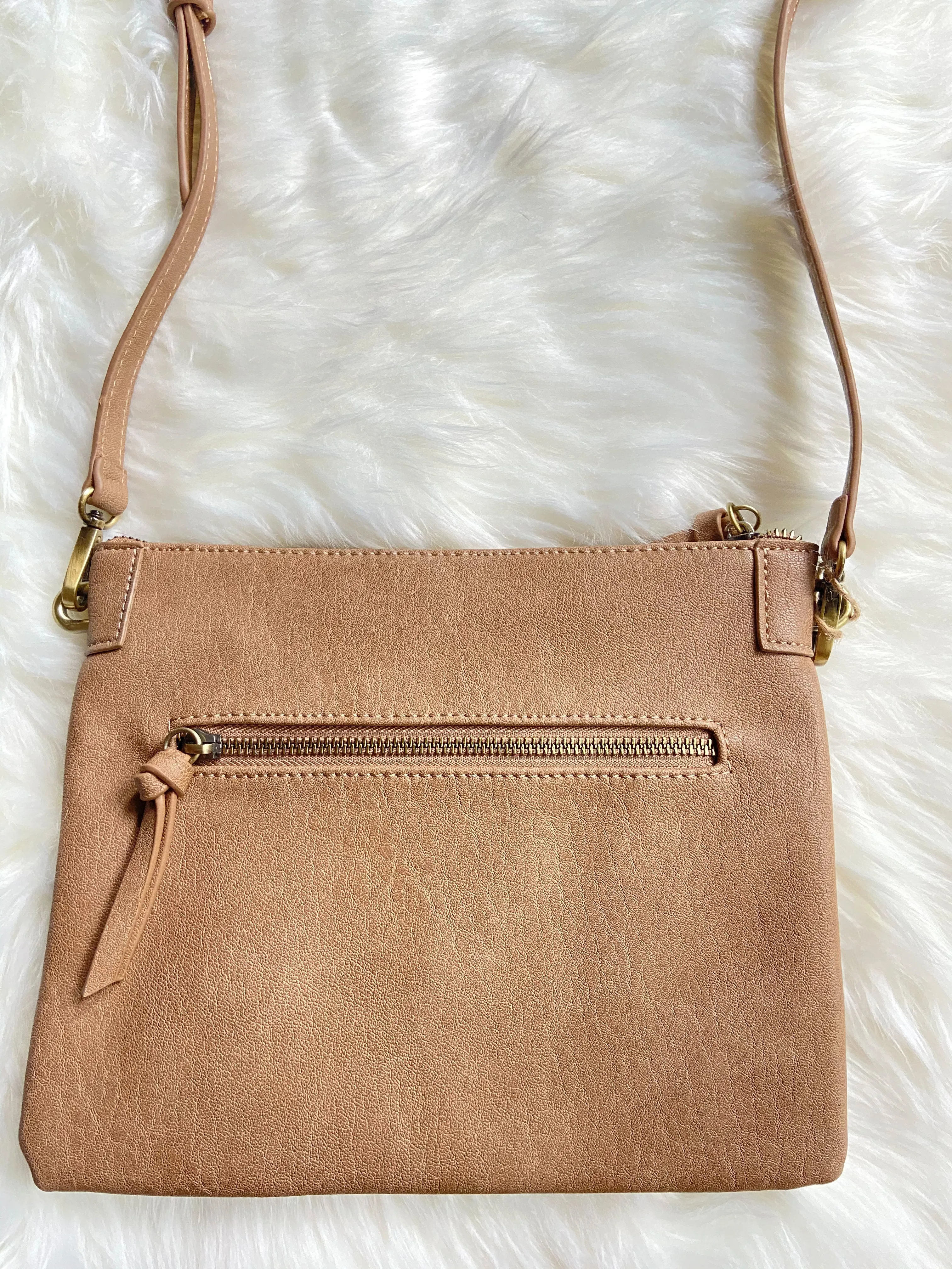 Coronado Faux Leather Crossbody - Tan