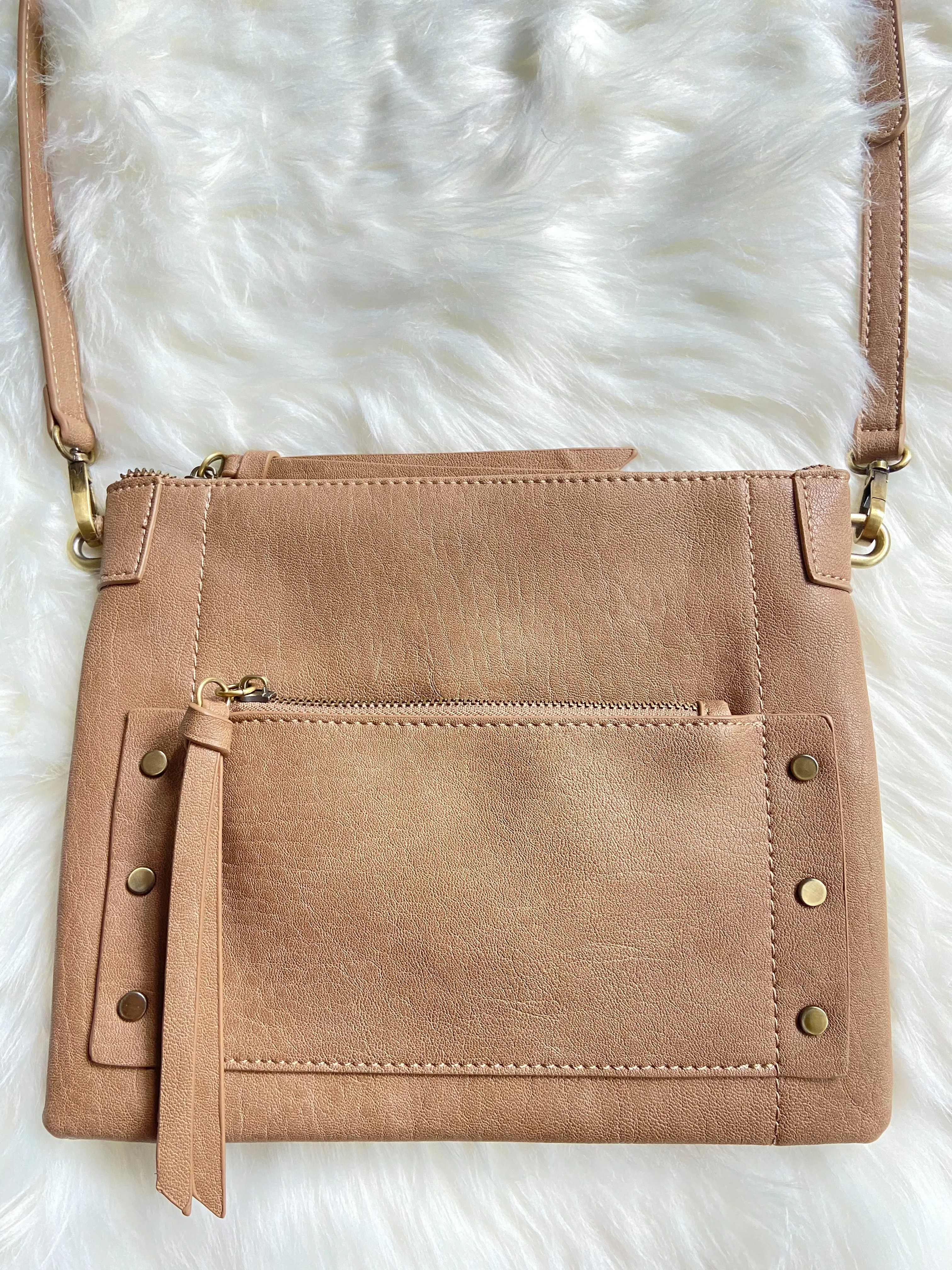 Coronado Faux Leather Crossbody - Tan