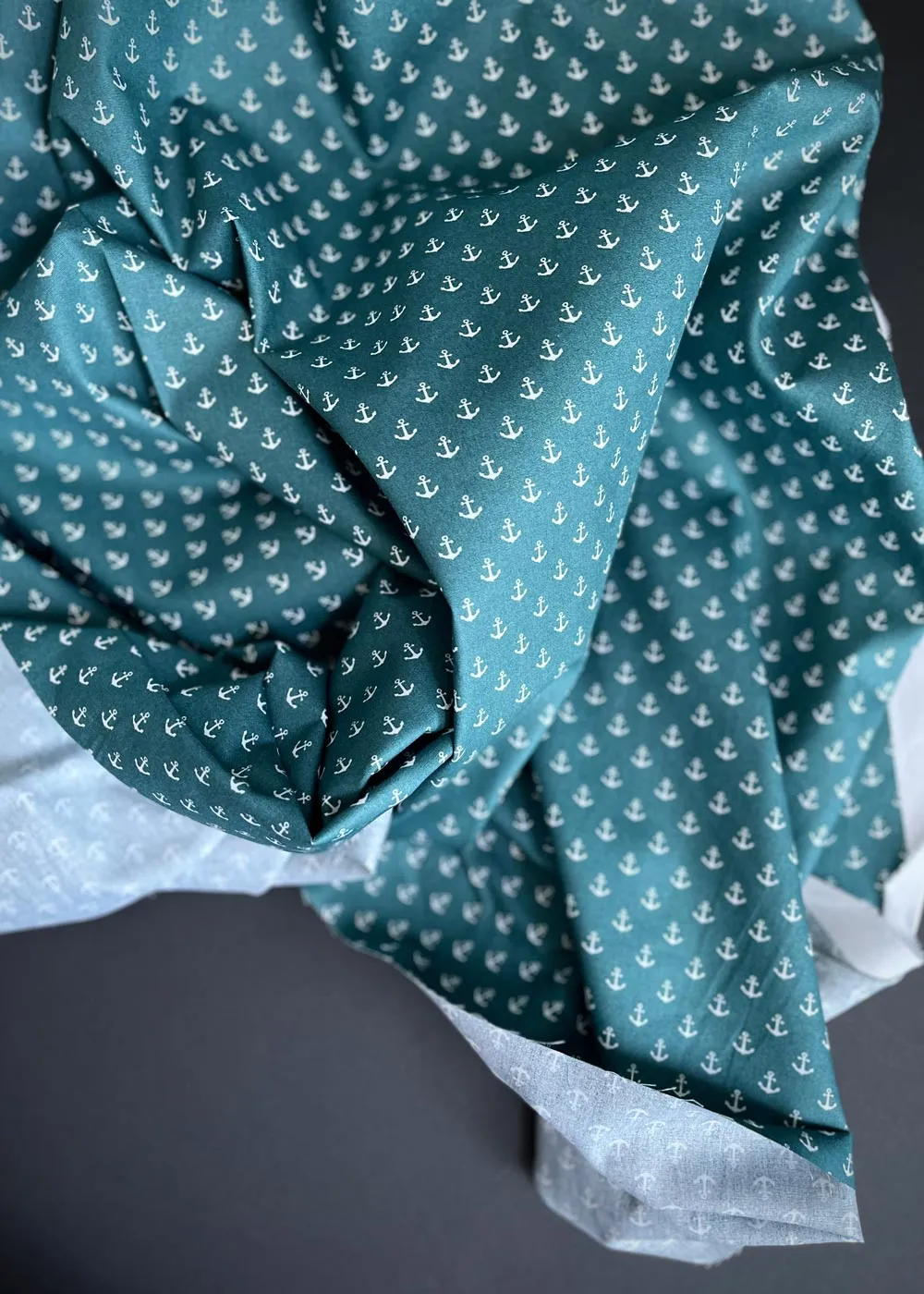 Cotton Poplin Fabric, Ahoy Teal