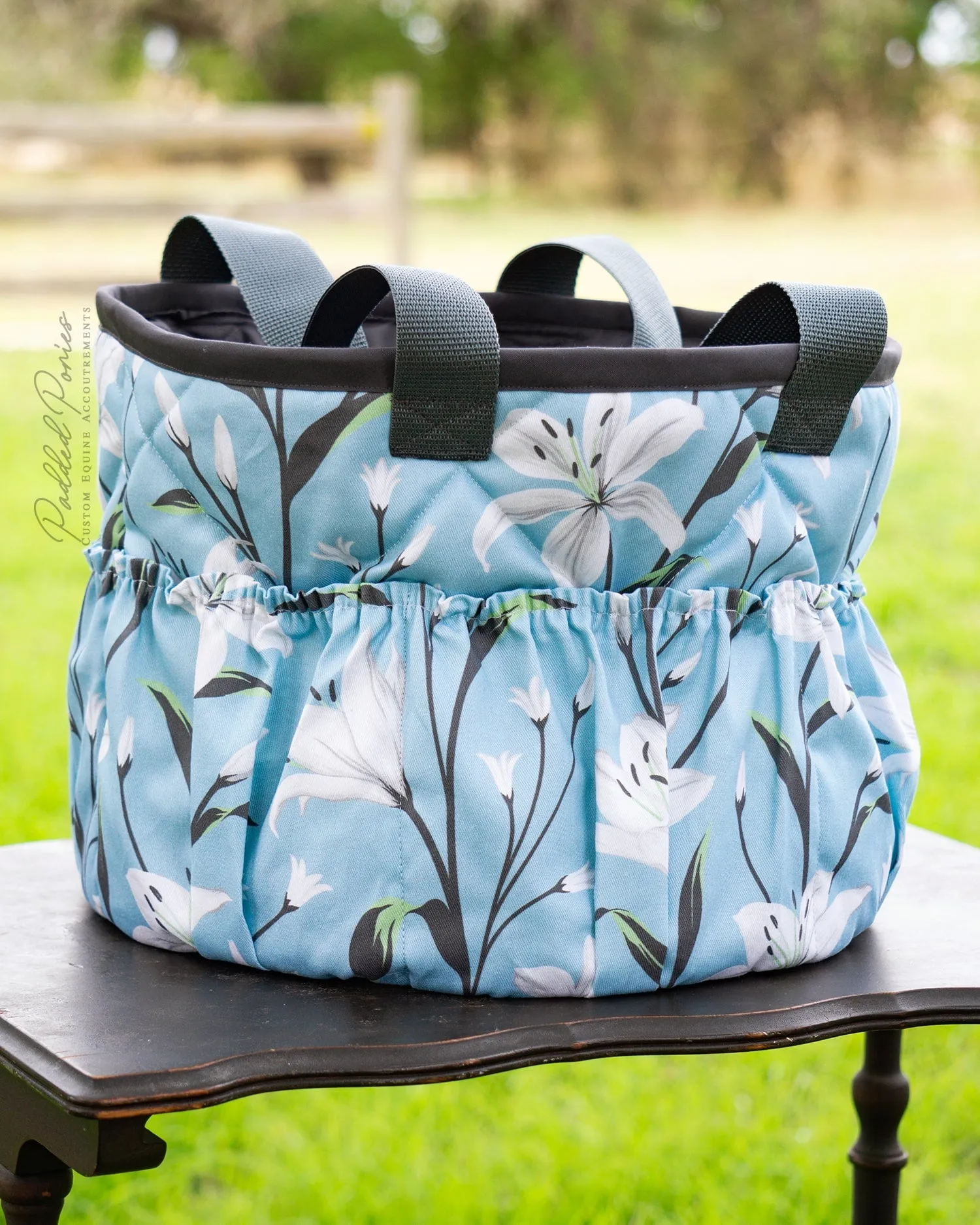 Custom Blue Lilies Large Groom Brush Bag