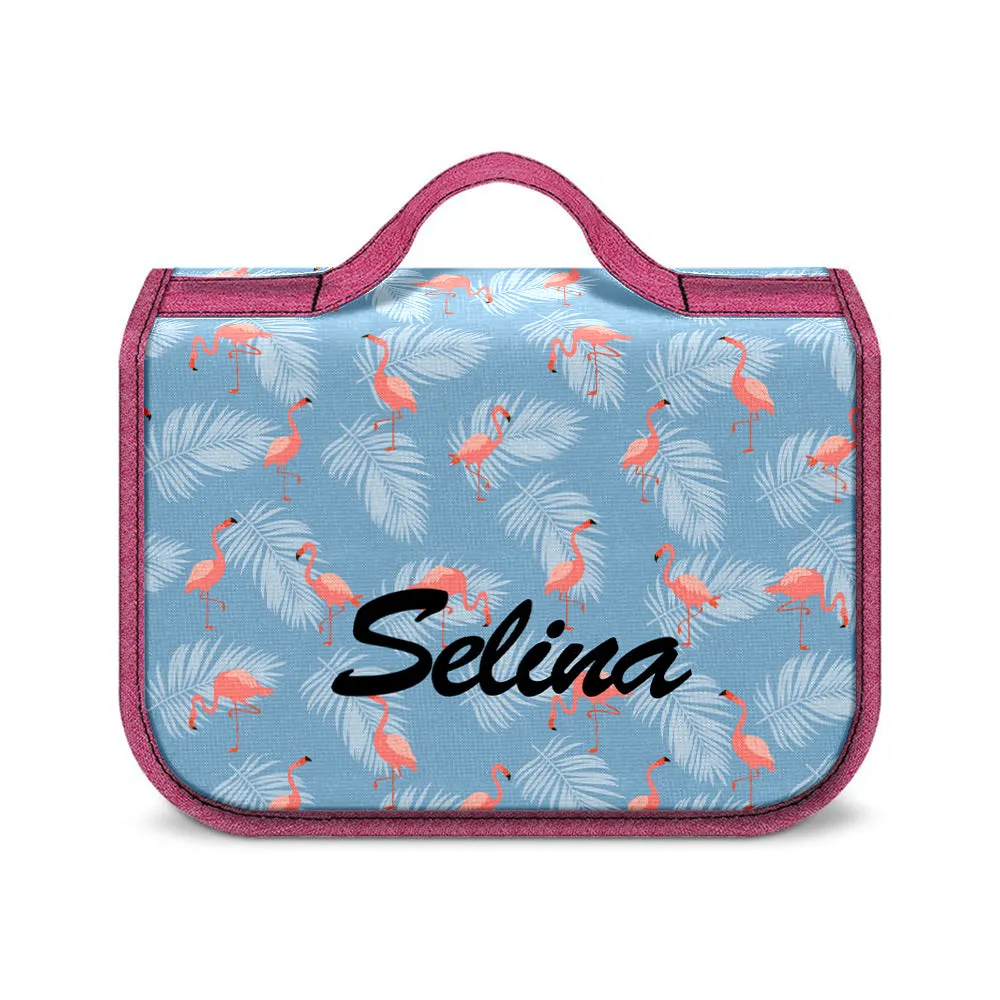 Custom Hanging Toiletry Bag Personalized Flamingo Cosmetic Makeup Travel Organizer for Men and Women