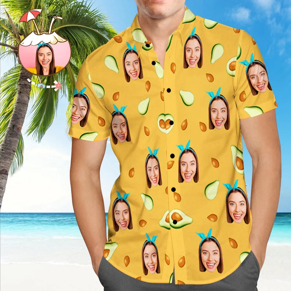 Custom Hawaiian Shirt with Dog on It Personalised Hawaiian Shirt Avocado Beach Shirt