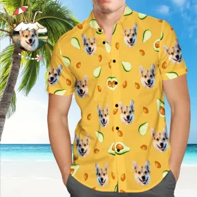 Custom Hawaiian Shirt with Dog on It Personalised Hawaiian Shirt Avocado Beach Shirt