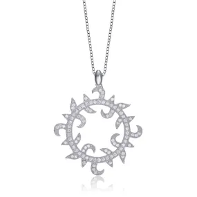 Cz .925 Sterling Silver Clear Cubic Zirconia Sun-themed Necklace