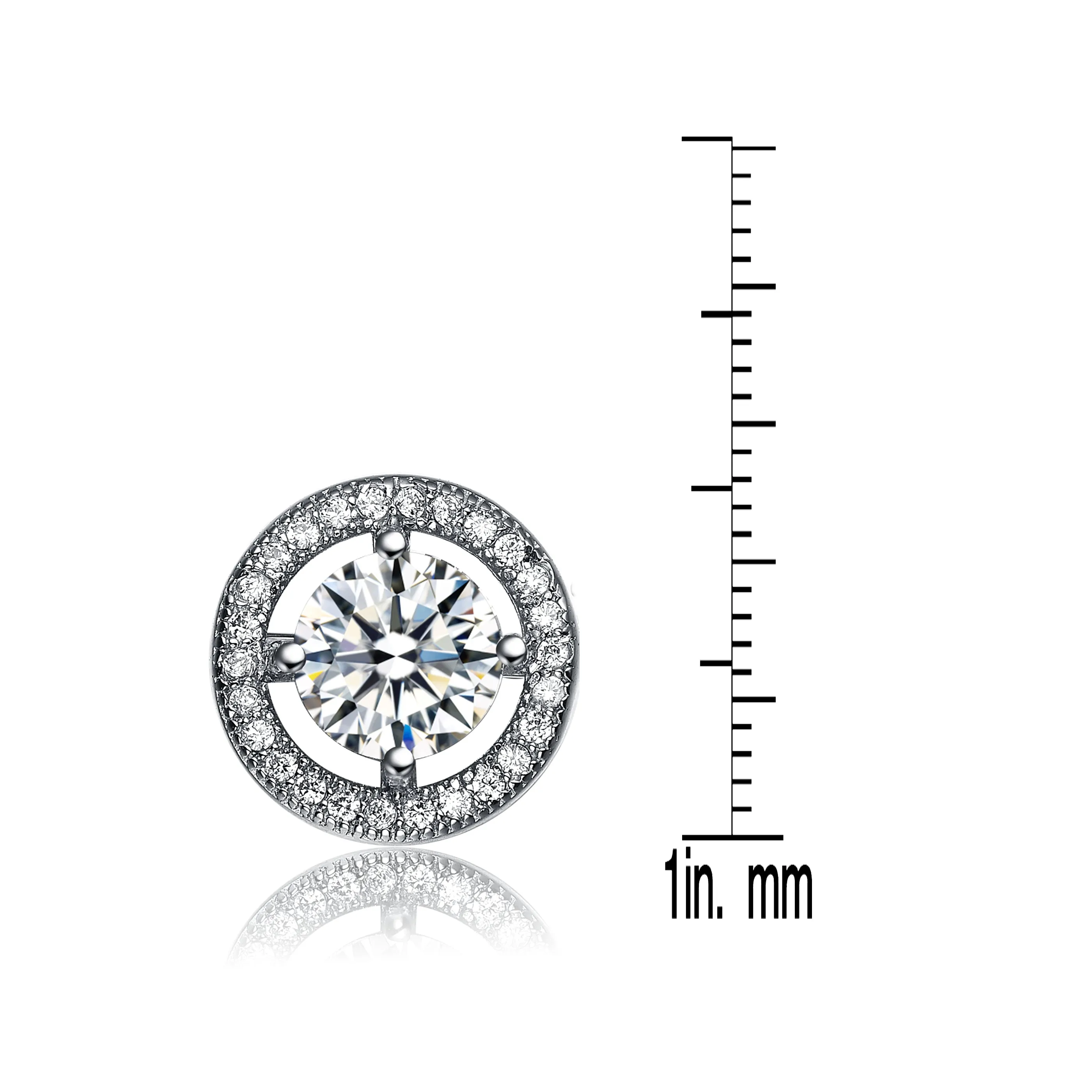 CZ Sterling Silver Round Stud Style Earrings