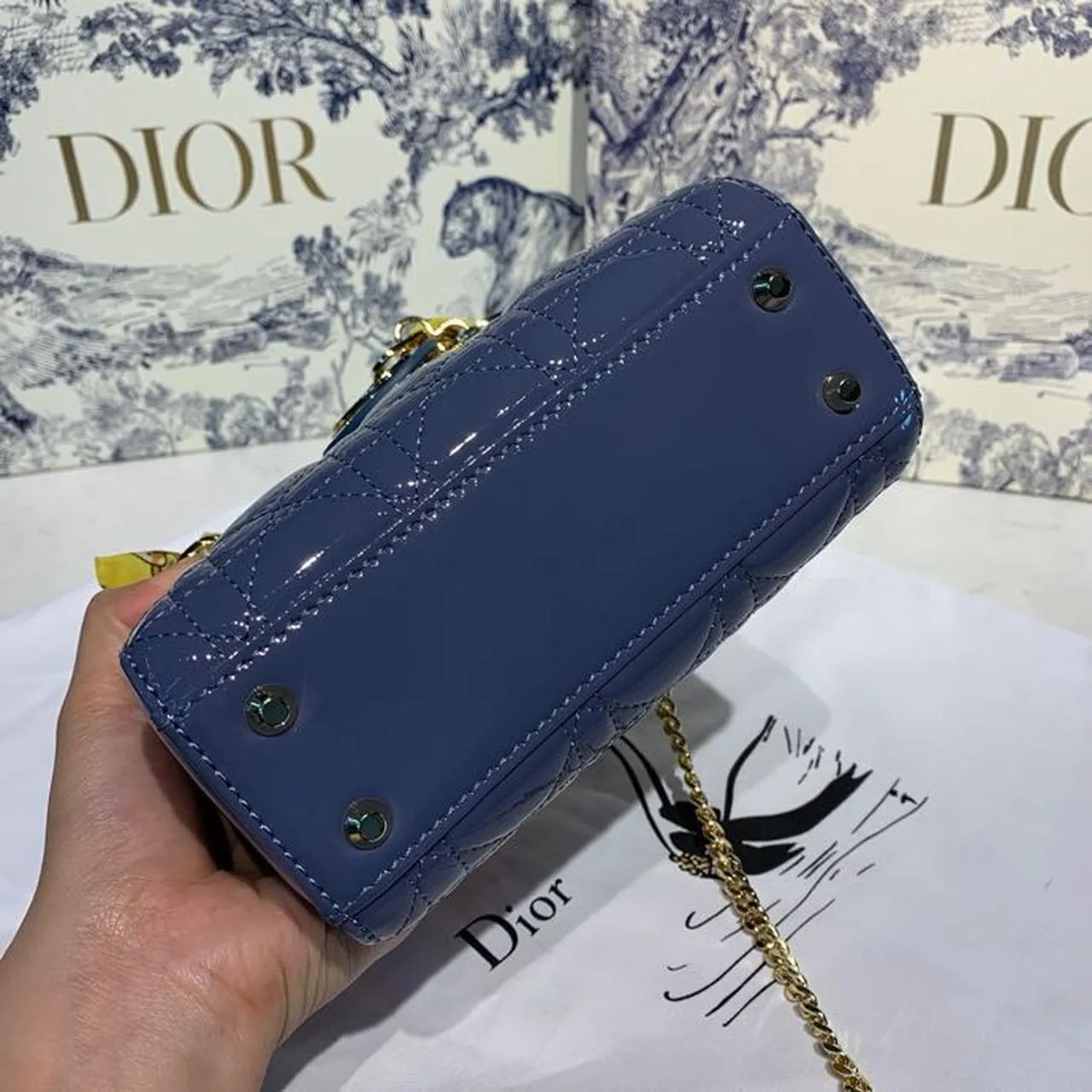 DI Mini Lady Bag with Chain Silver Hardware Spring/Summer Collection, Deep Blue, For Women Women’s Handbags, 18cm CD