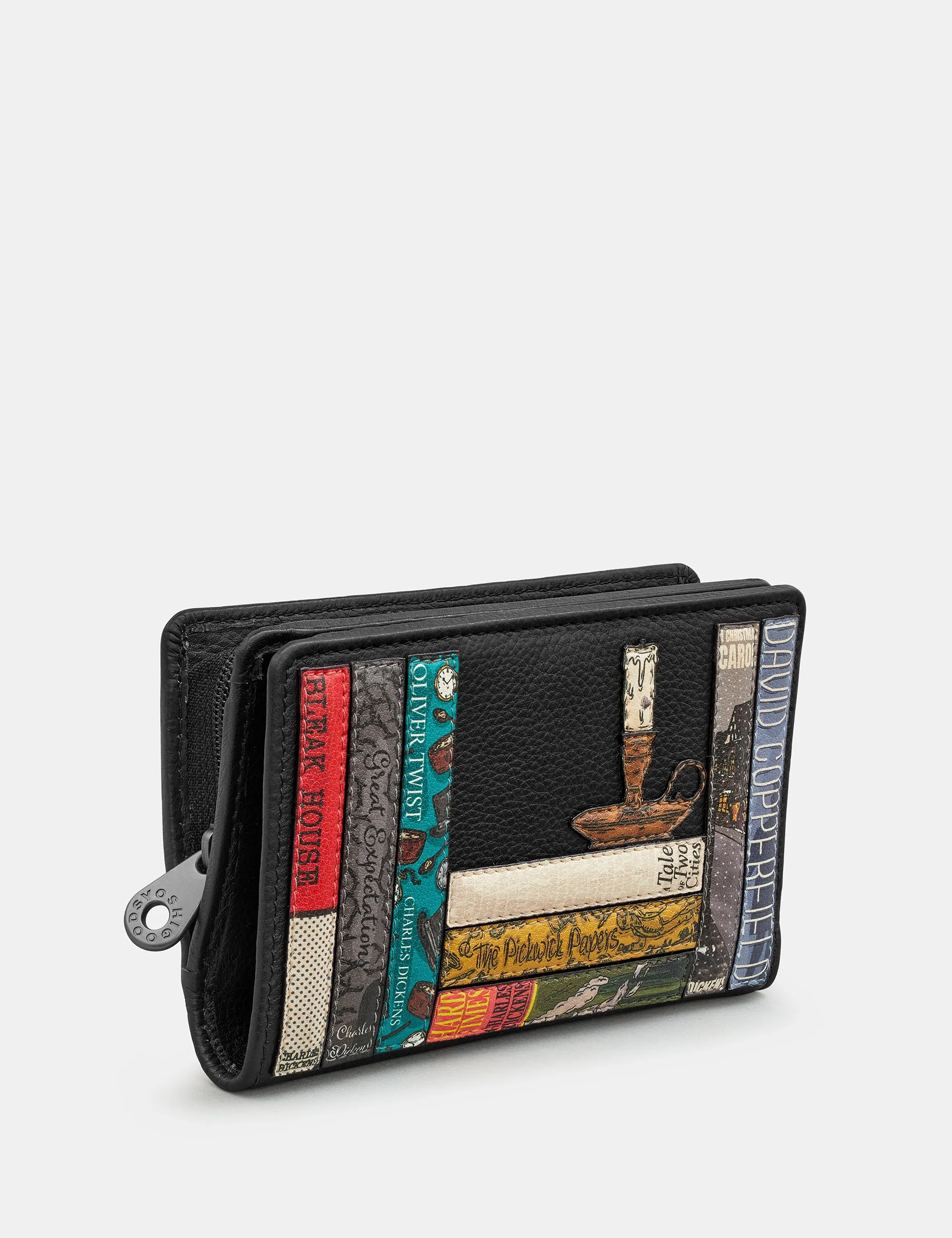 Dickens Bookworm Black Leather Oxford Purse