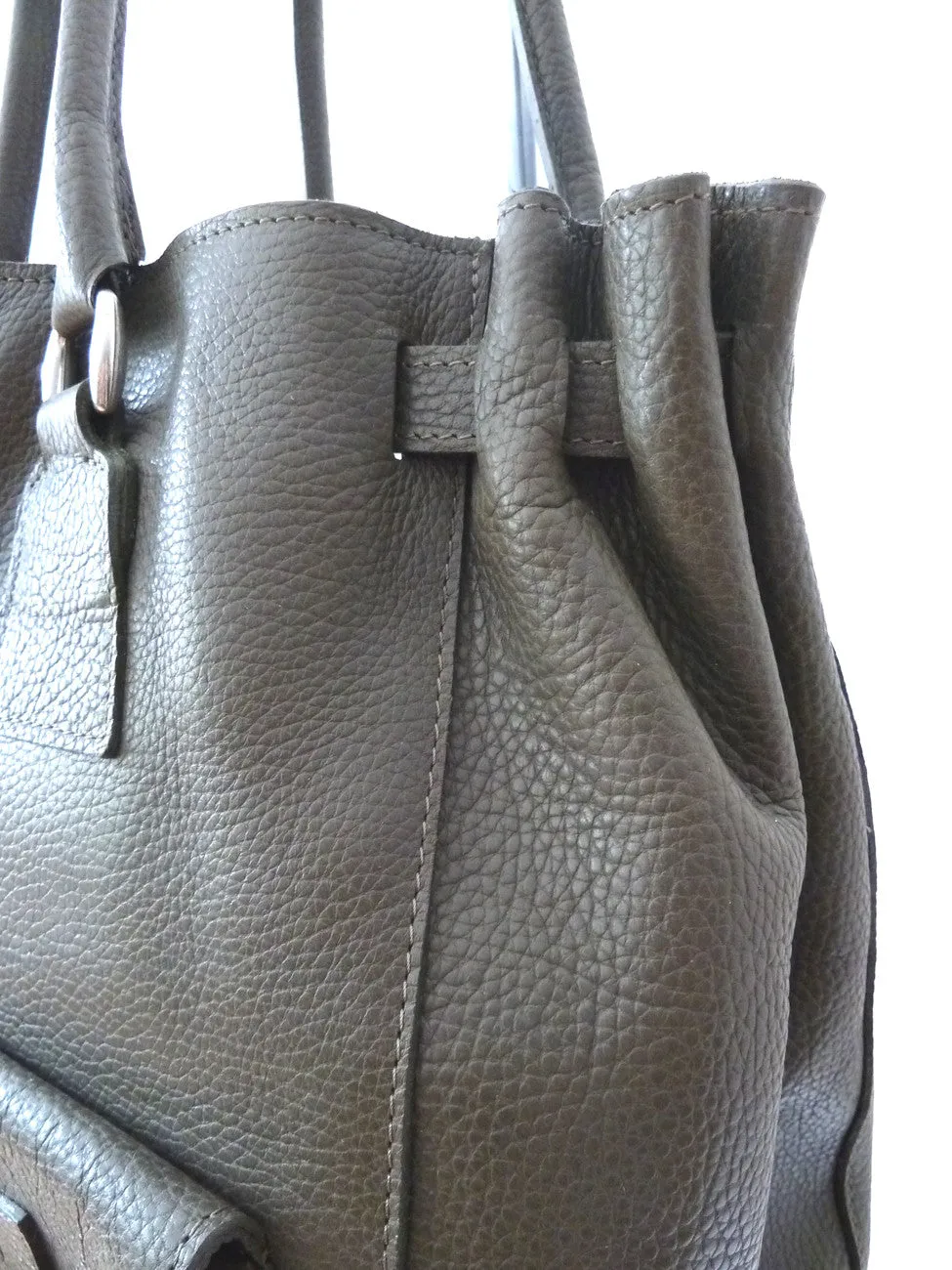 Doble Tote Bag Pebble Grain Leather Sand