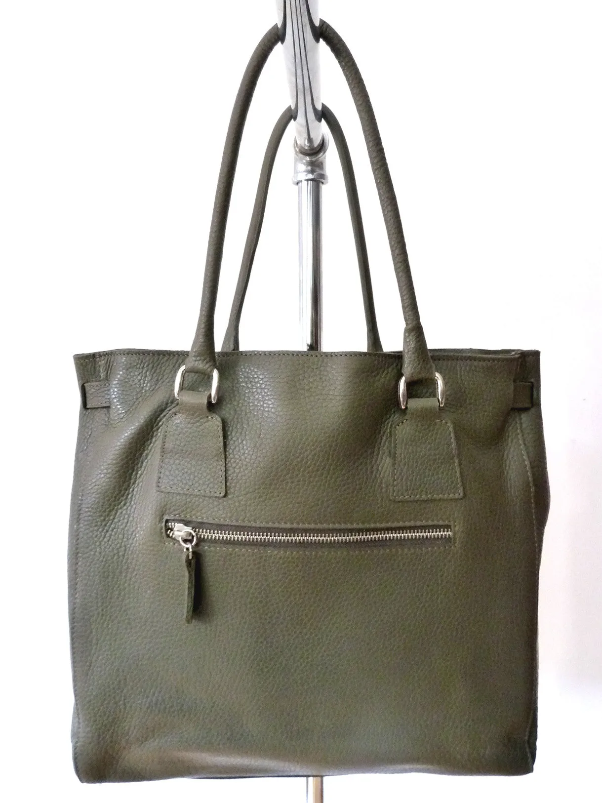 Doble Tote Bag Pebble Grain Leather Sand