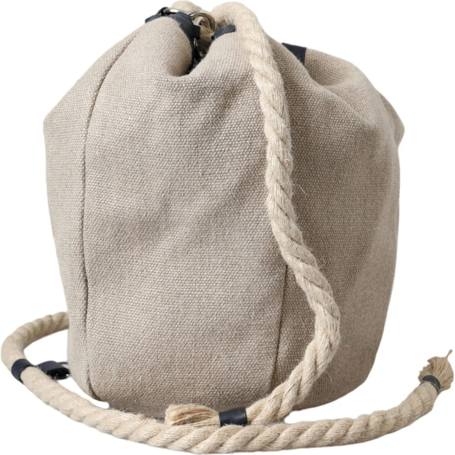 Dolce & Gabbana Beige Canvas Fabric Bucket Sack Pouch Purse Bag